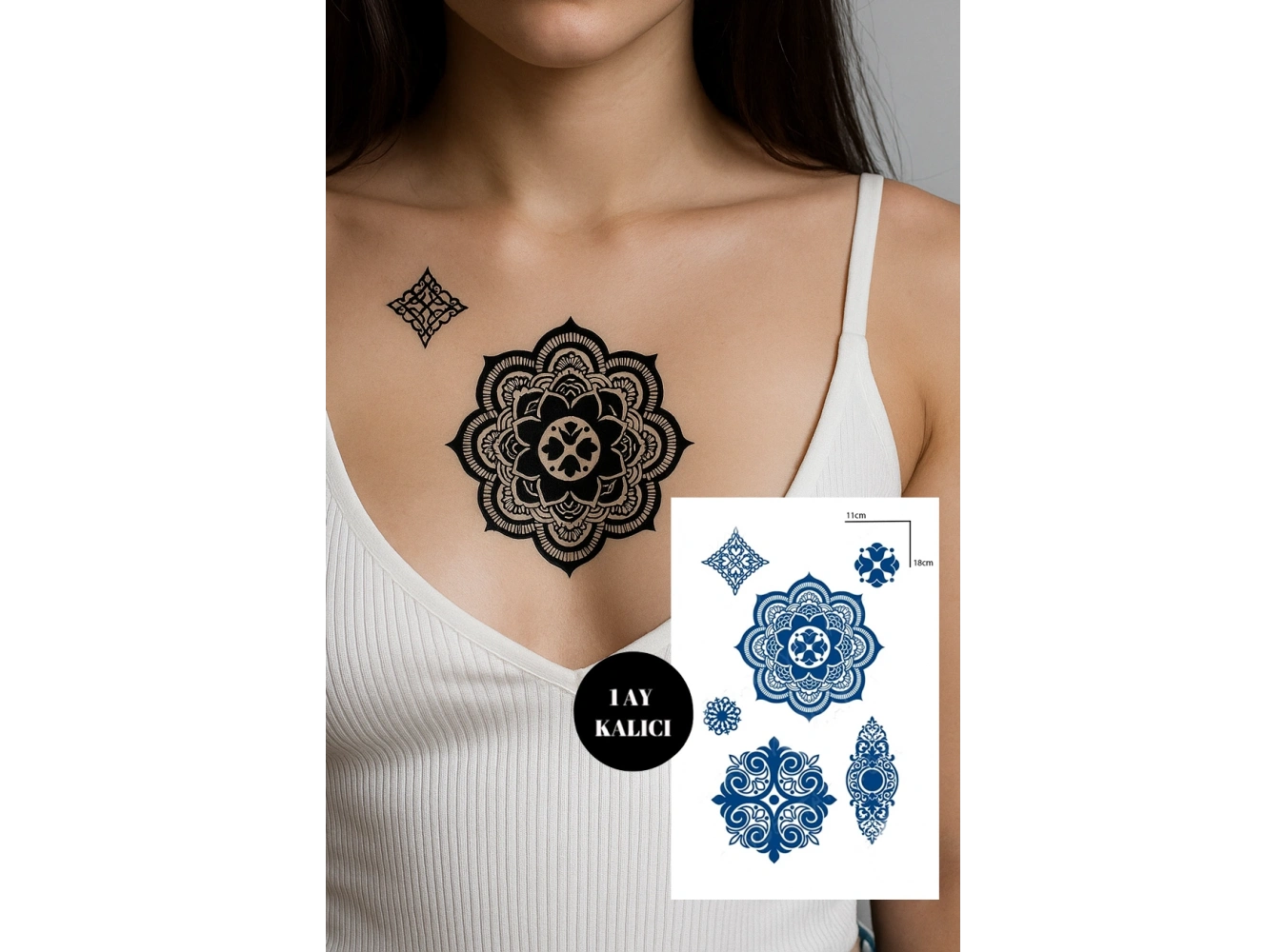 Trabel Figürlü 12 Saat Sonra Kararan Geçici Orta Dövme Tattoo