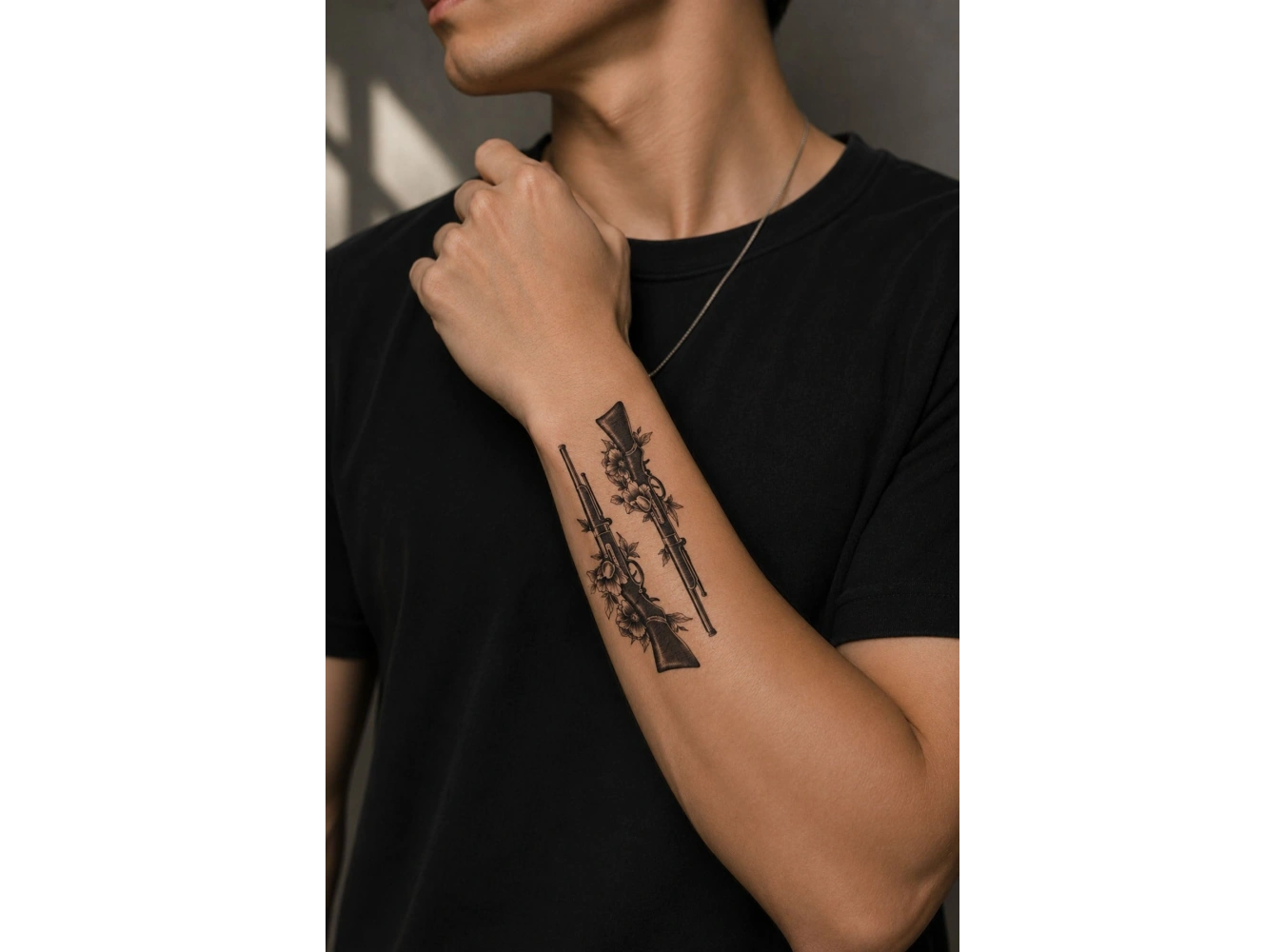 Tüfek Silah Mini Geçici Dövme Tattoo