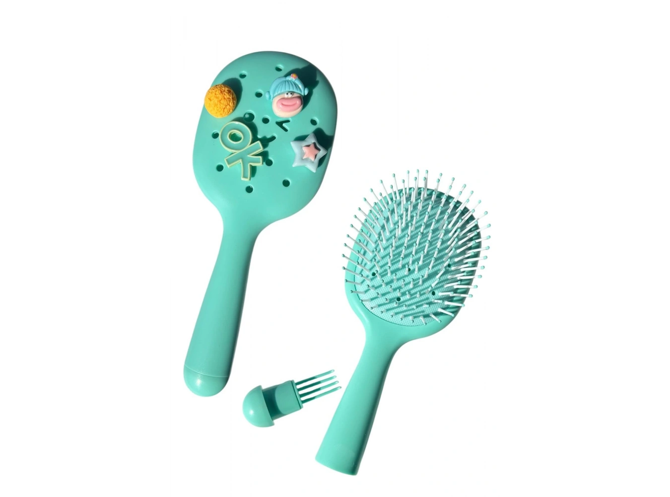 Turkuaz Renk Charmlı Saç Tarama Fırçası/ Tarak