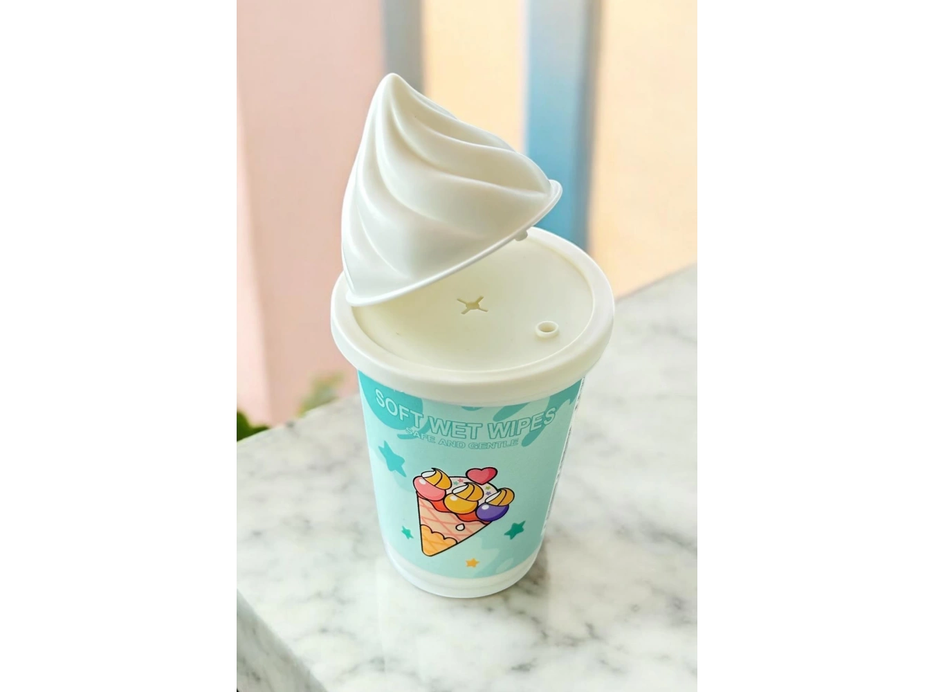 Turkuaz Renk Dondurma Figürlü Anahtarlık Detaylı Kutulu Islak Mendil