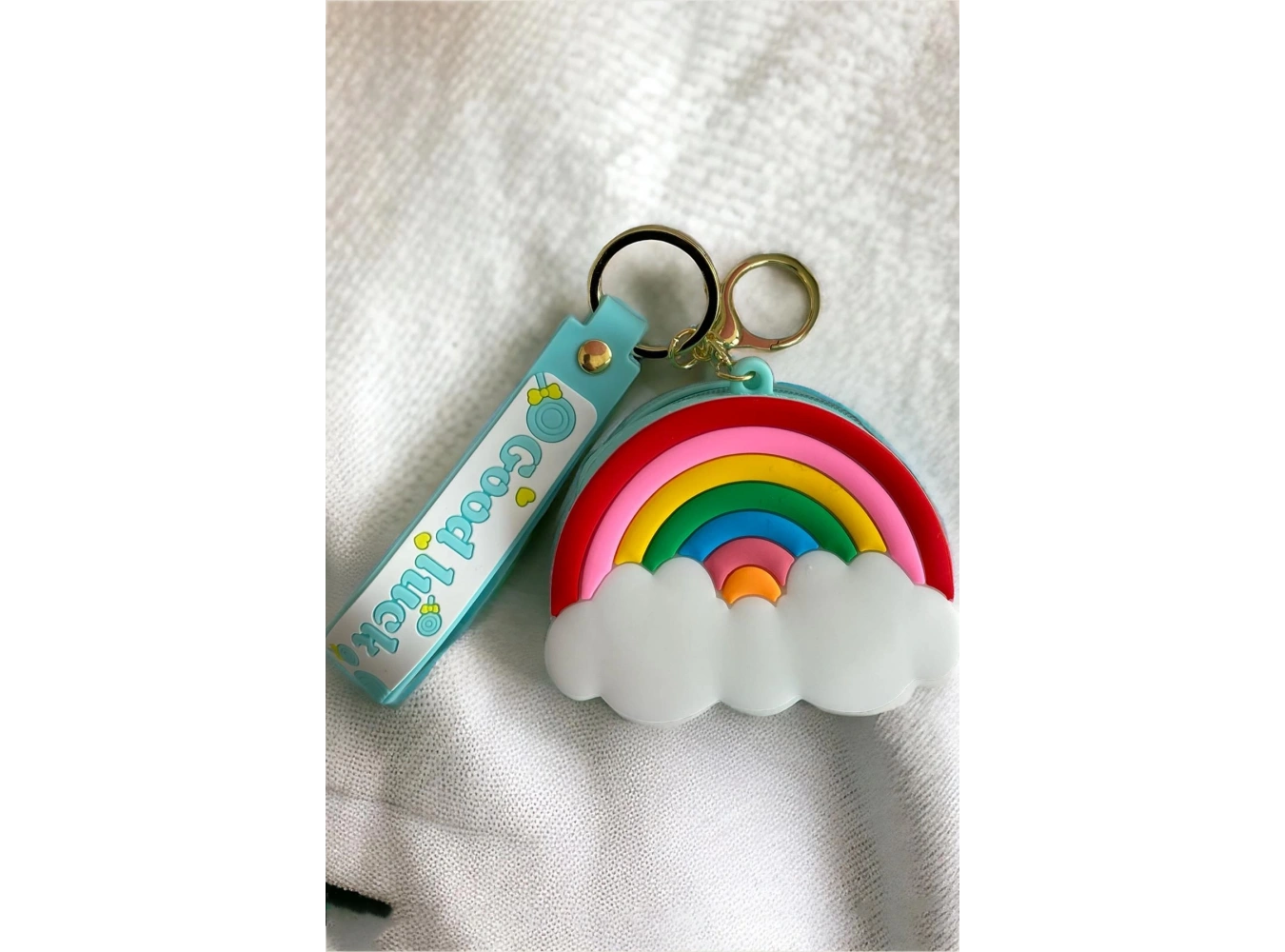 Turkuaz Renk Gökkuşağı Figürlü Cüzdan/ Anahtarlık