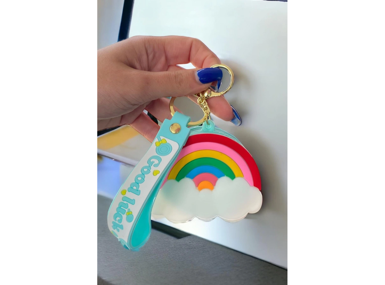 Turkuaz Renk Gökkuşağı Figürlü Cüzdan/ Anahtarlık