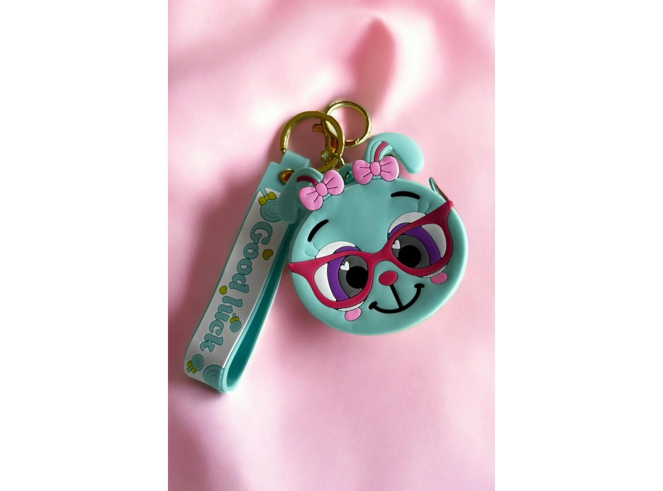 Turkuaz Renk Kedi Figürlü Cüzdan/Anahtarlık