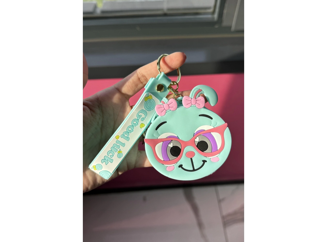 Turkuaz Renk Kedi Figürlü Cüzdan/Anahtarlık