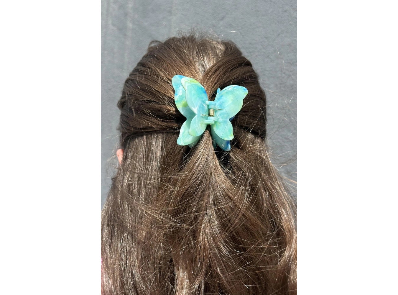 Turkuaz Renk Kelebek Figürlü Mandal Toka