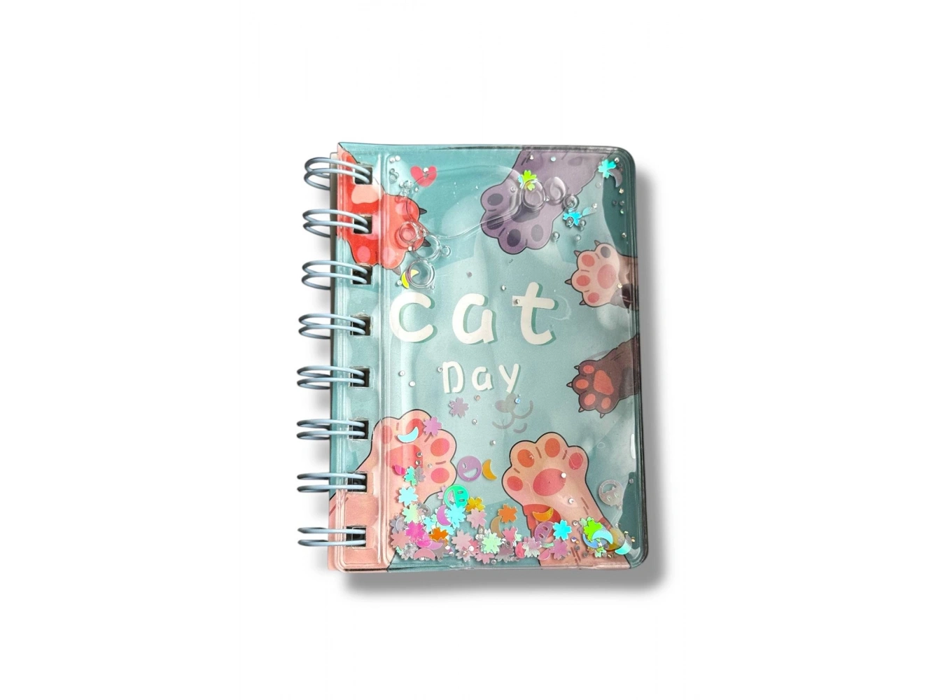 Turkuaz Renk Pati Figürlü Cat Day Yazılı Defter