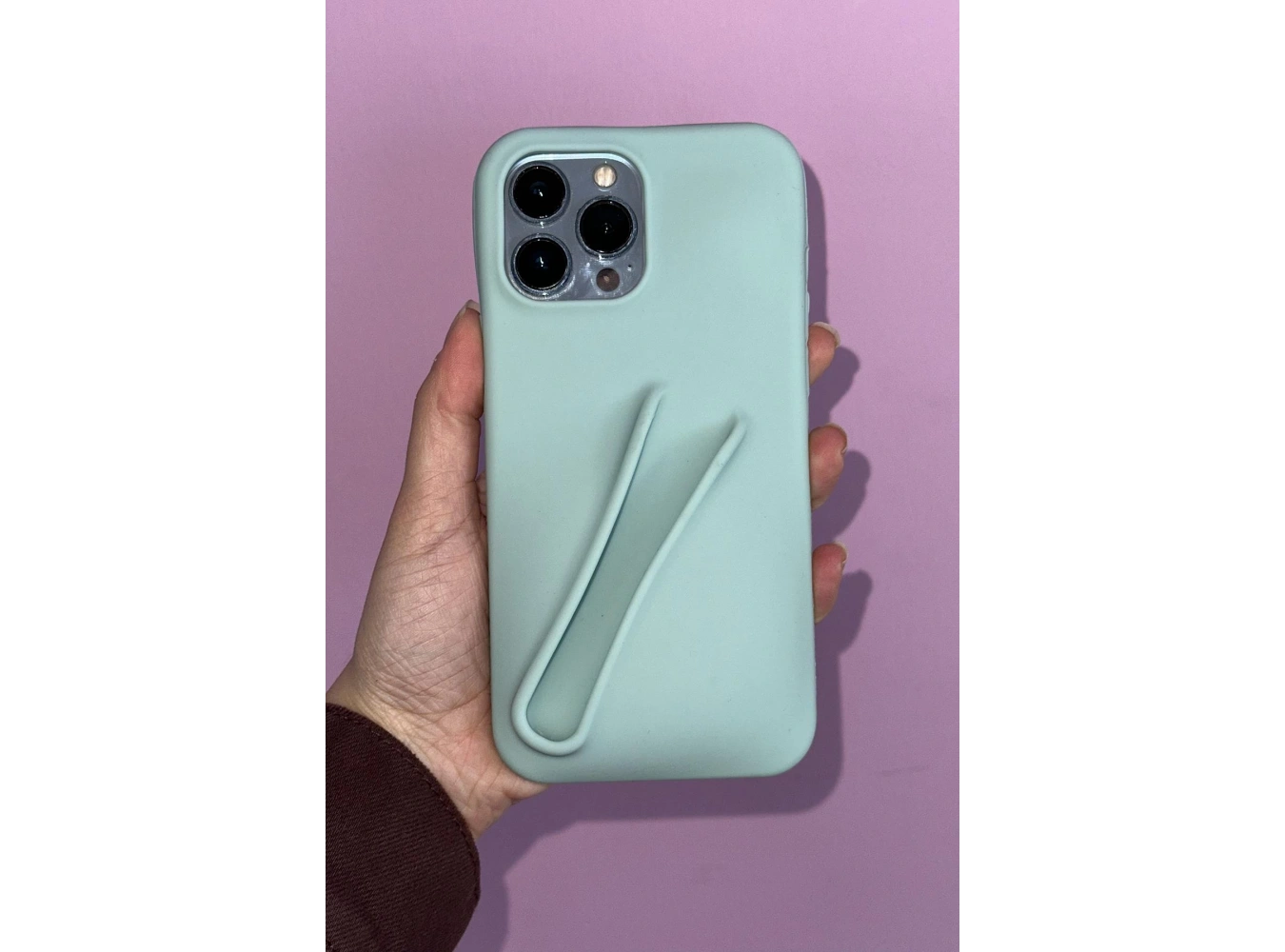 Turkuaz Renk Ruj Koyulabilen 13 Pro Max Telefon Kılıfı