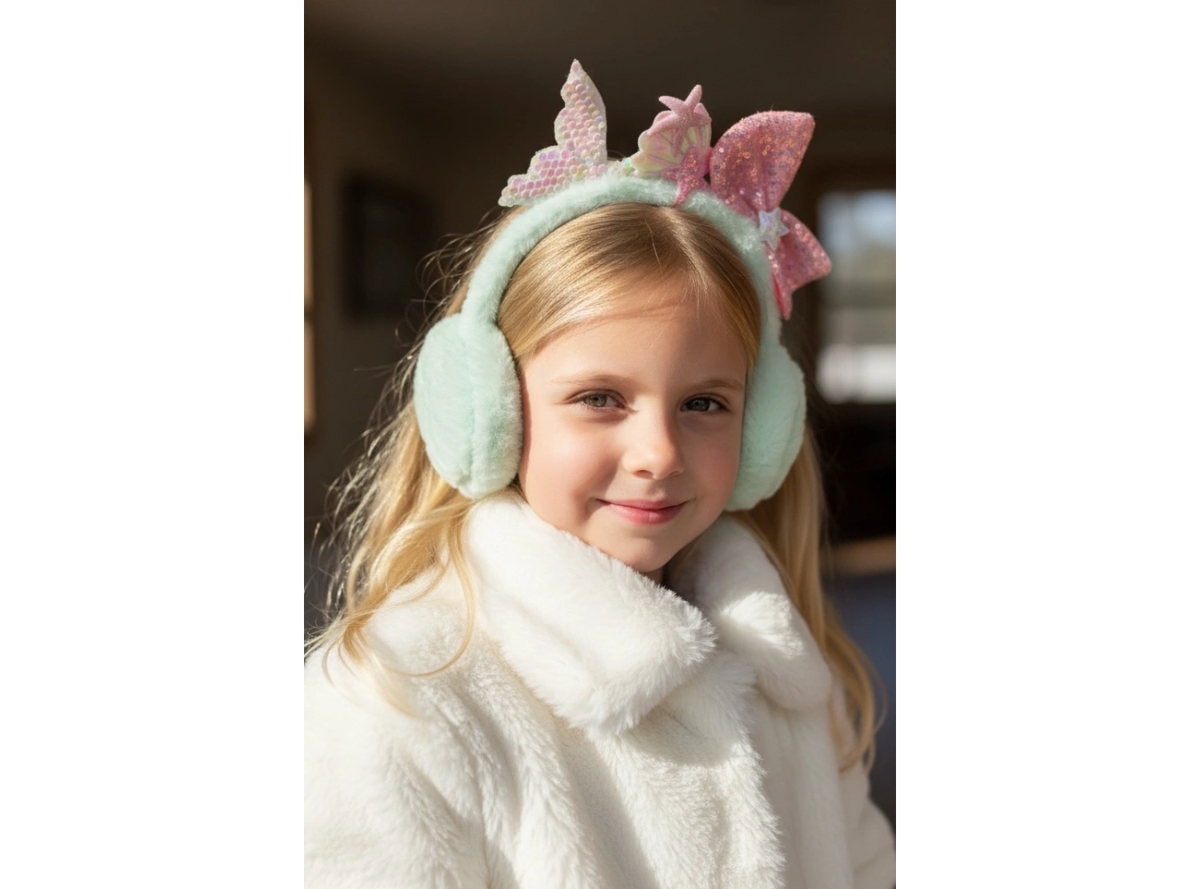 Turkuaz Ve Pembe Renk Karışık Figürlü Peluş Kulaklık