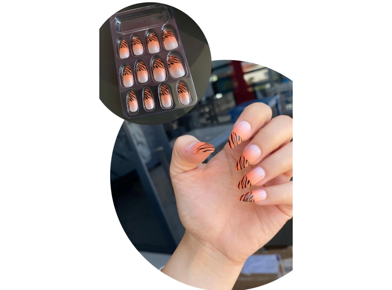 Turuncu Renk 12li Takma Tırnak (Yapıştırıcılı)