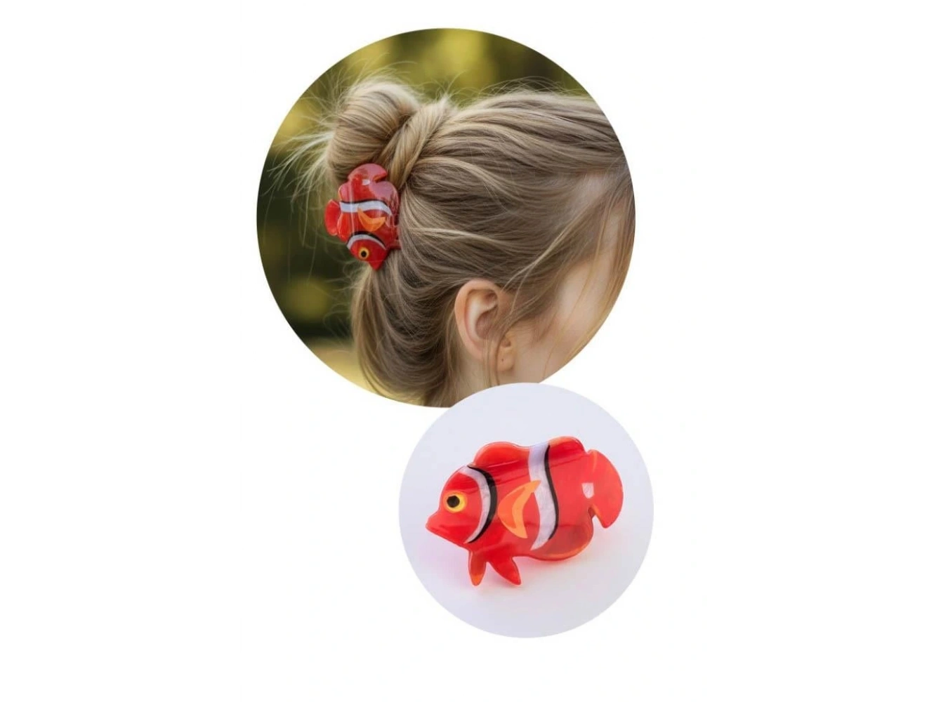 Turuncu Renk Balık Figürlü Kemik Mandal Toka