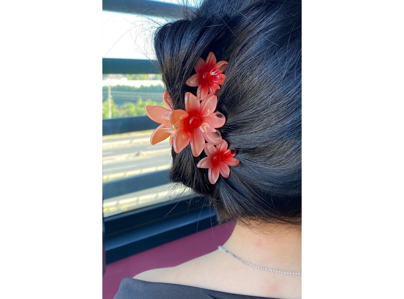 Turuncu Renk Çiçek Figürlü Mandal Toka