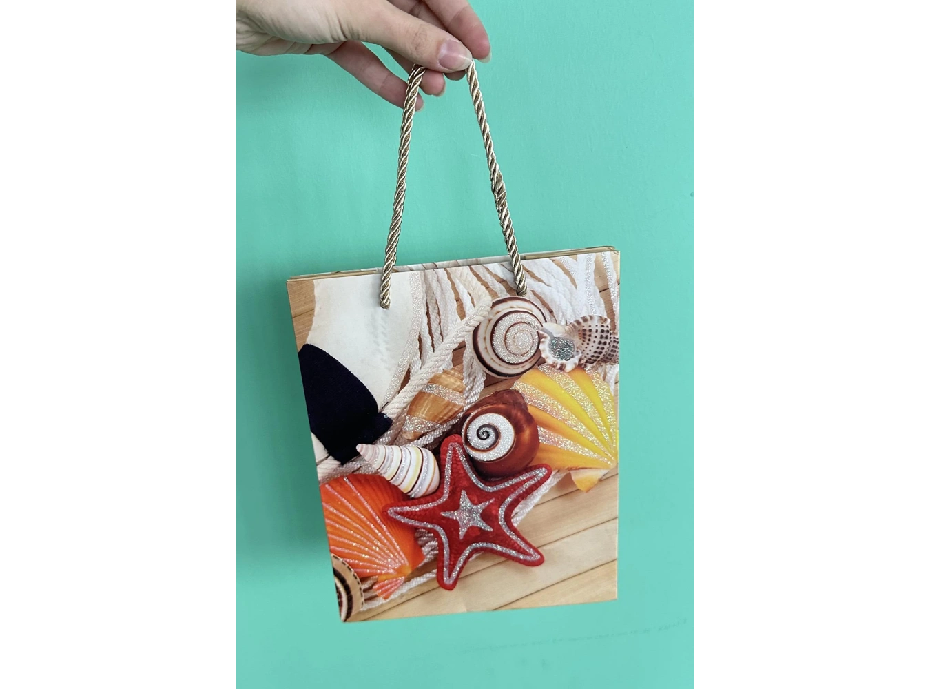 Turuncu Renk Deniz Yıldızı Figürlü Karton Çanta