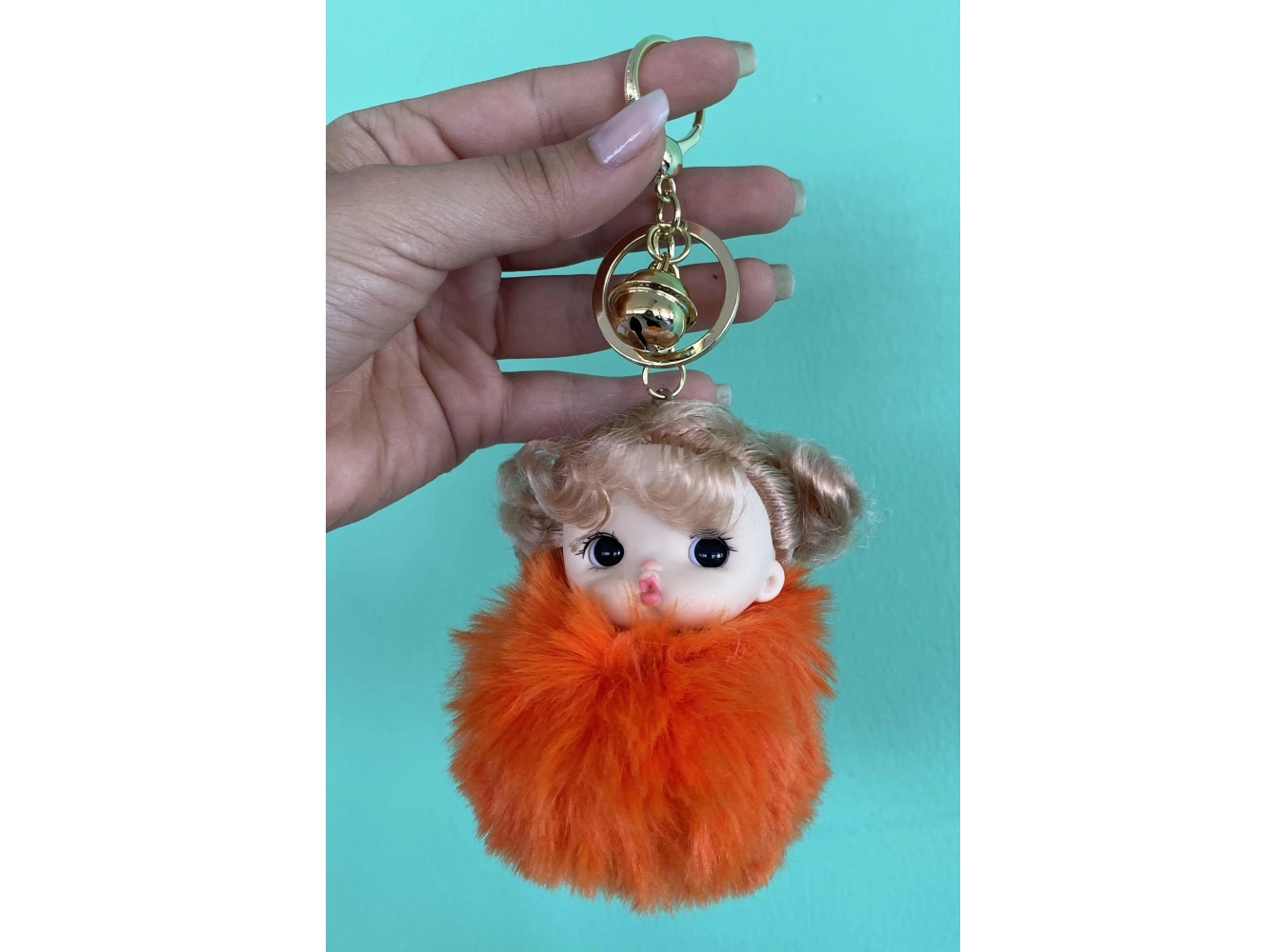 Turuncu Renk Kız Figürlü Peluş Anahtarlık