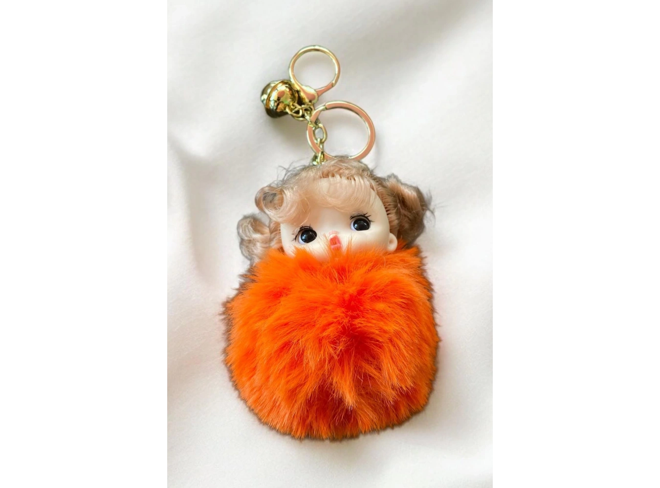 Turuncu Renk Kız Figürlü Peluş Anahtarlık