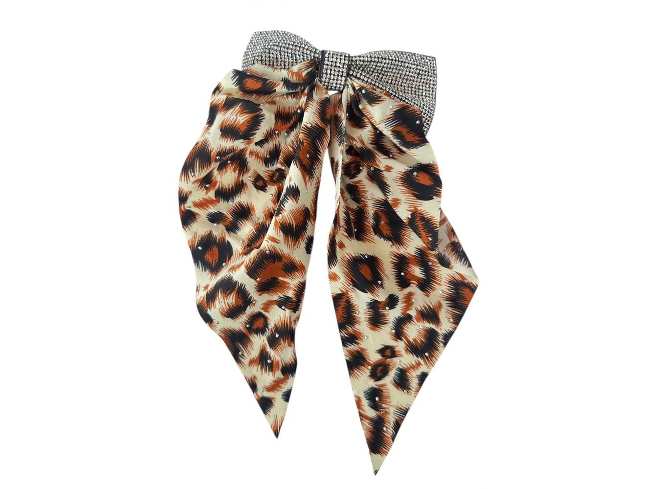 Turuncu Renk Leopar Desenli Taş Detaylı Otomat Toka