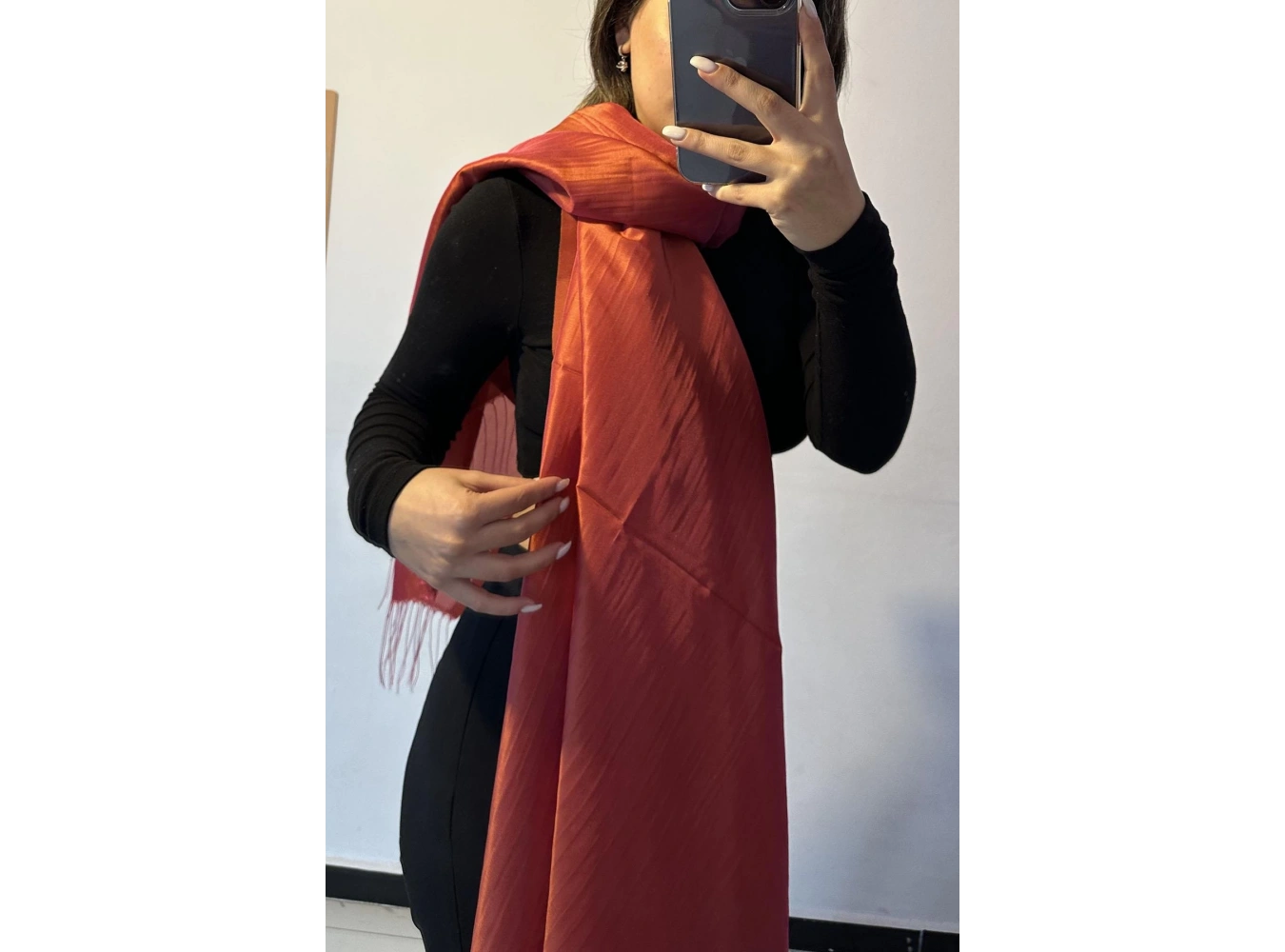 Turuncu Renk Tafta Şal