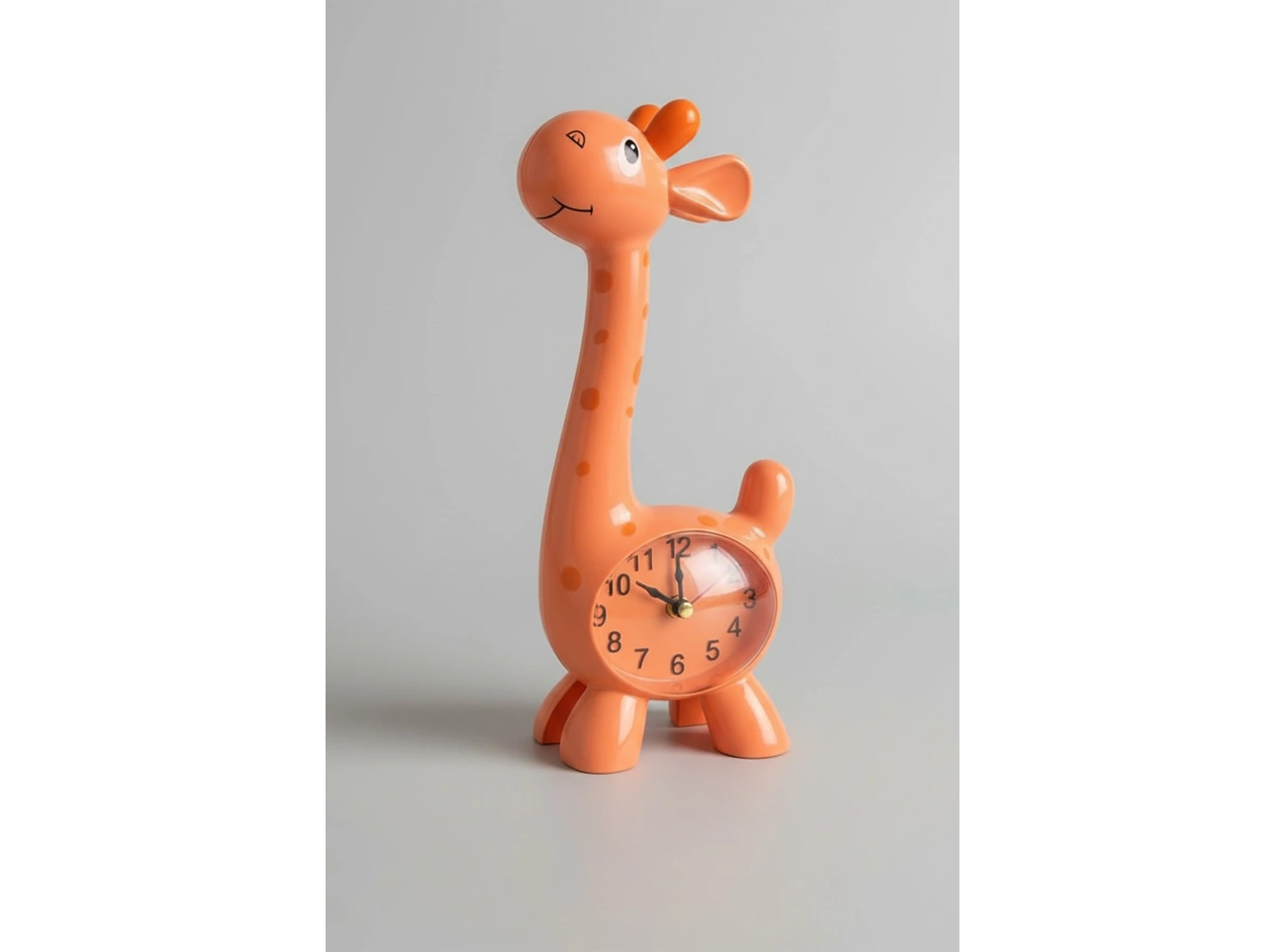 Turuncu Renk Zürafa Figürlü Dekoratif Alarmlı Masa Saati