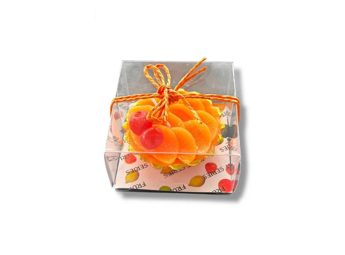 Turuncu Ve Kırmızı Renk Meyve Figürlü Kokulu Dekoratif Mum