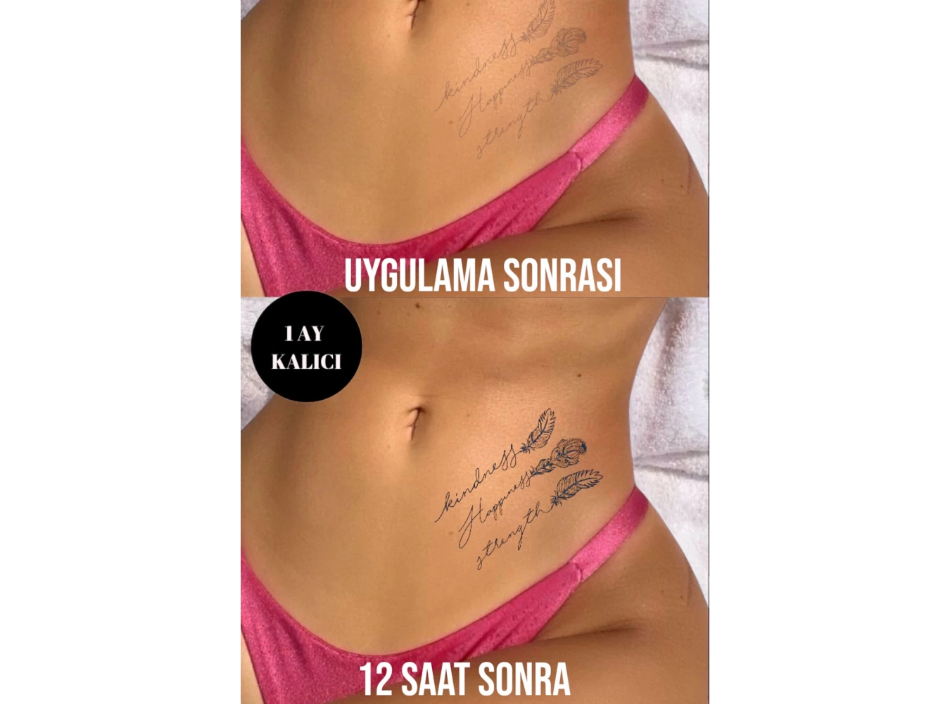 Tüy Figürlü 12 Saat Sonra Kararan Geçici Dövme Tattoo