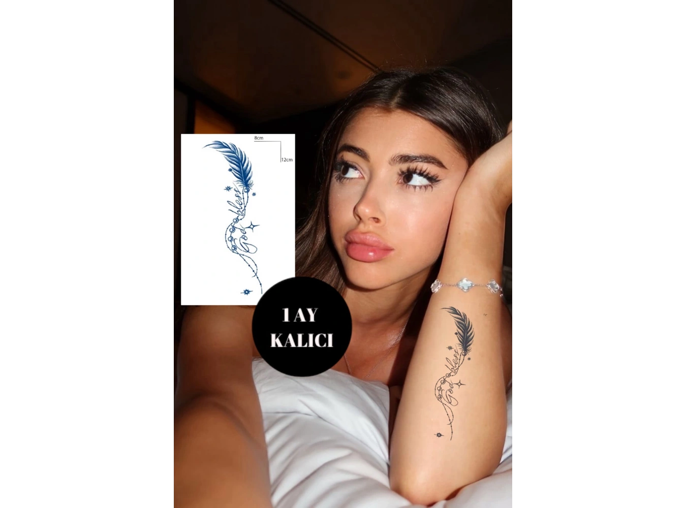 Tüy Figürlü 12 Saat Sonra Kararan Geçici Dövme Tattoo