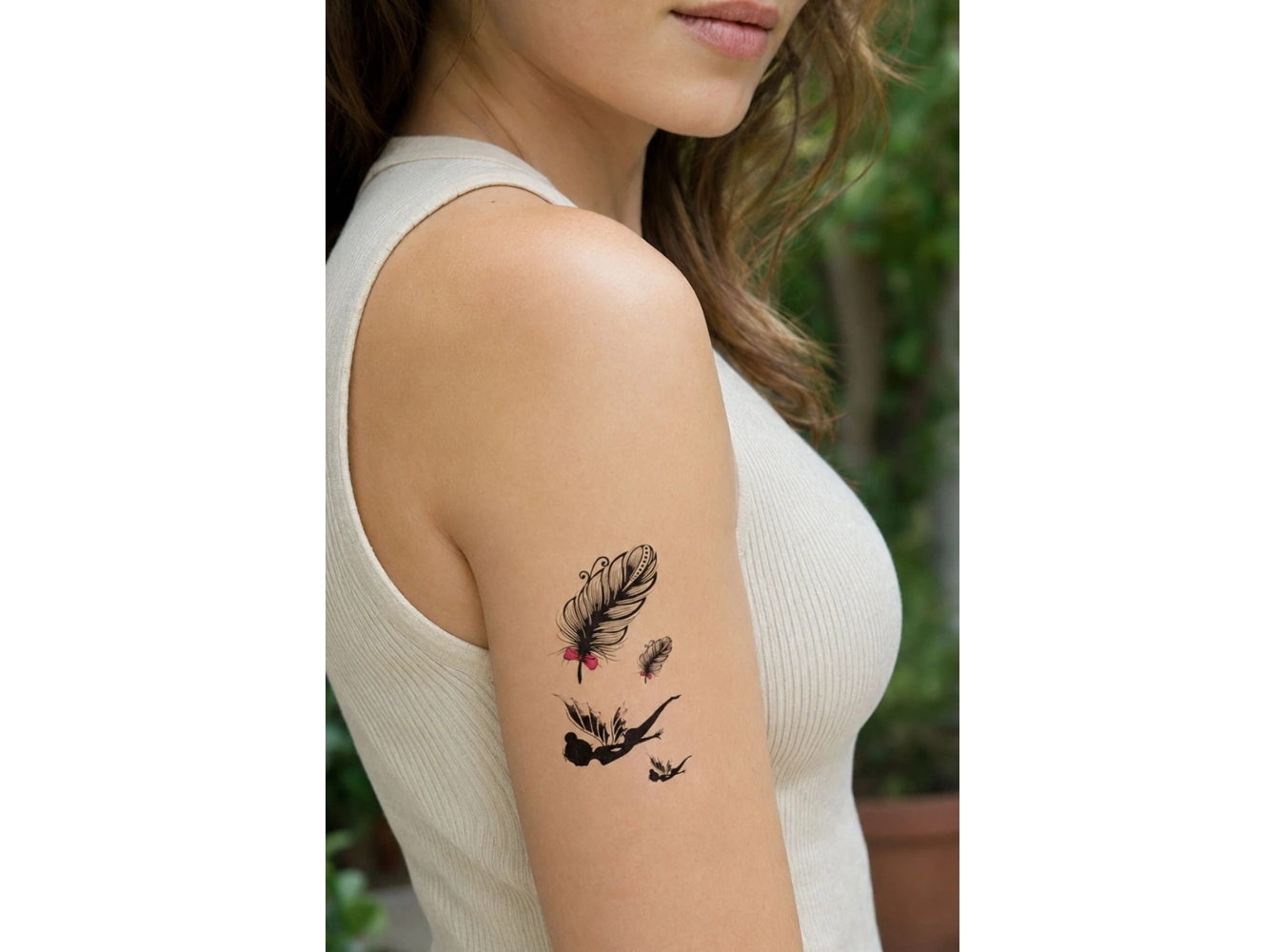 Tüy Ve Kız Mini Geçici Dövme Tattoo