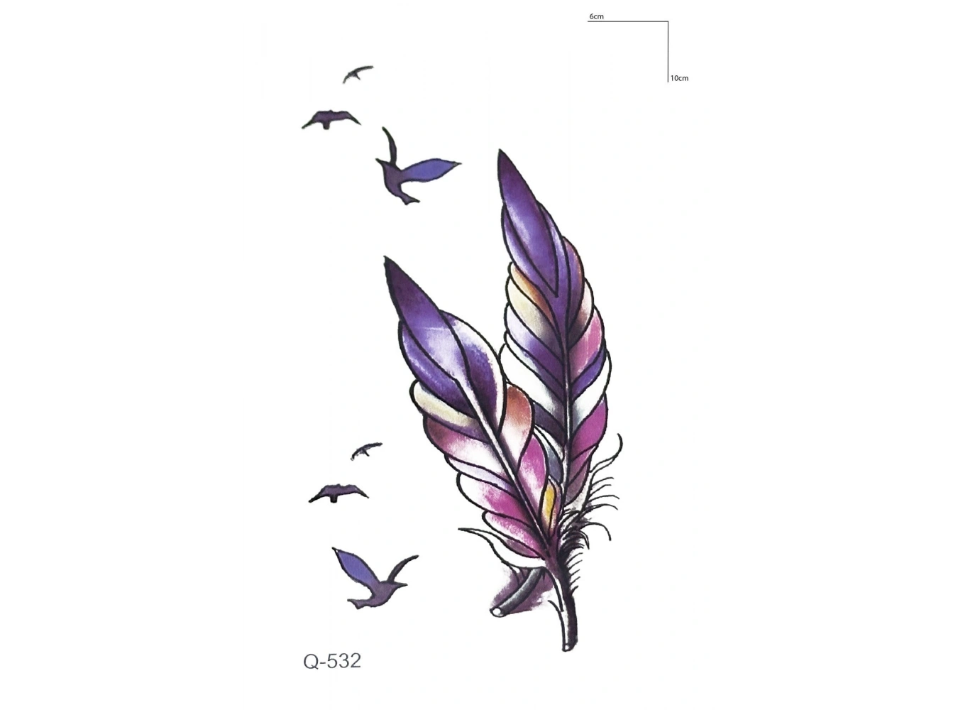 Uçan Kuş ve Tüy Geçici Dövme Tattoo