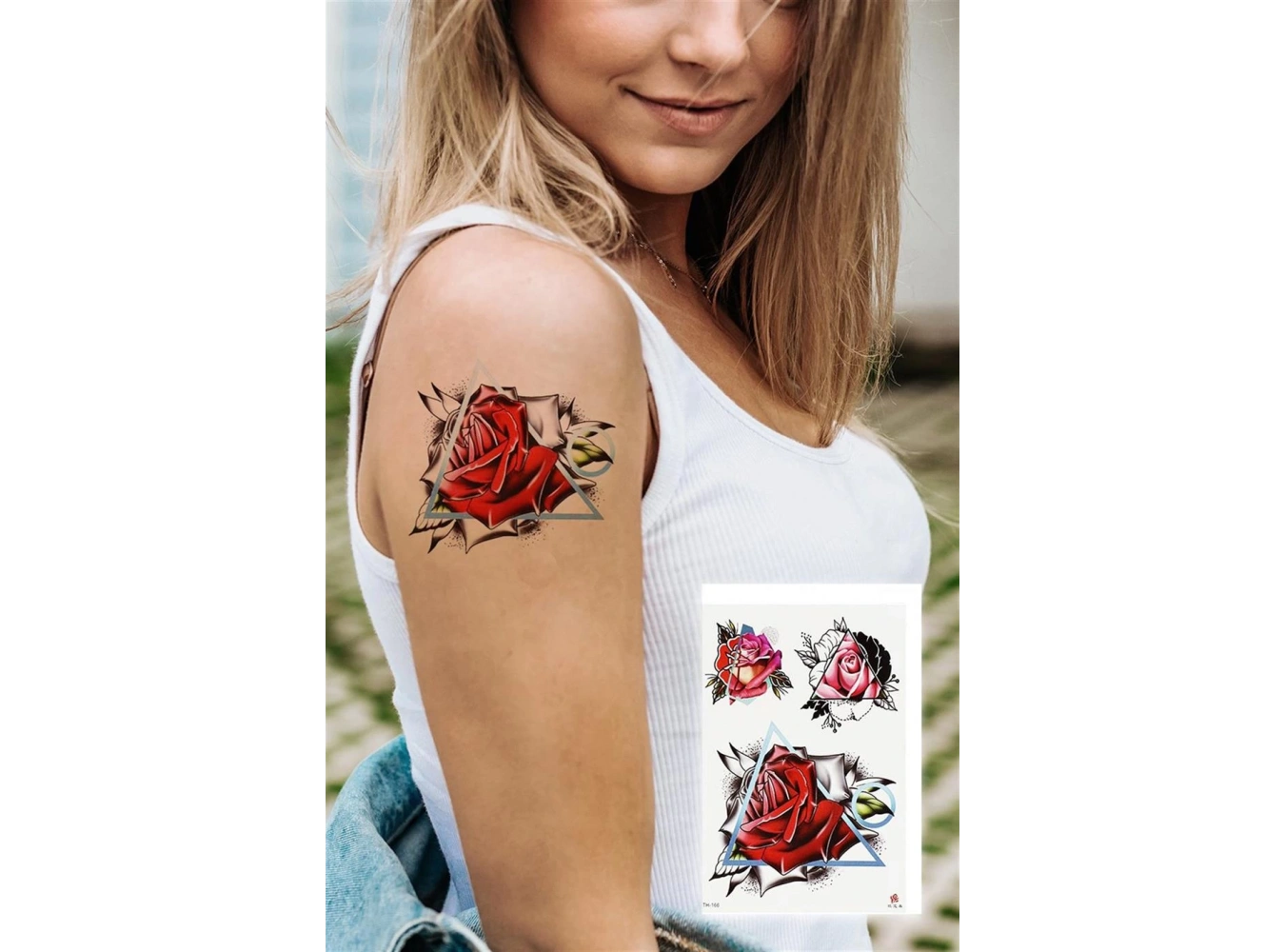 Üçgen Gül Geçici Dövme Tattoo