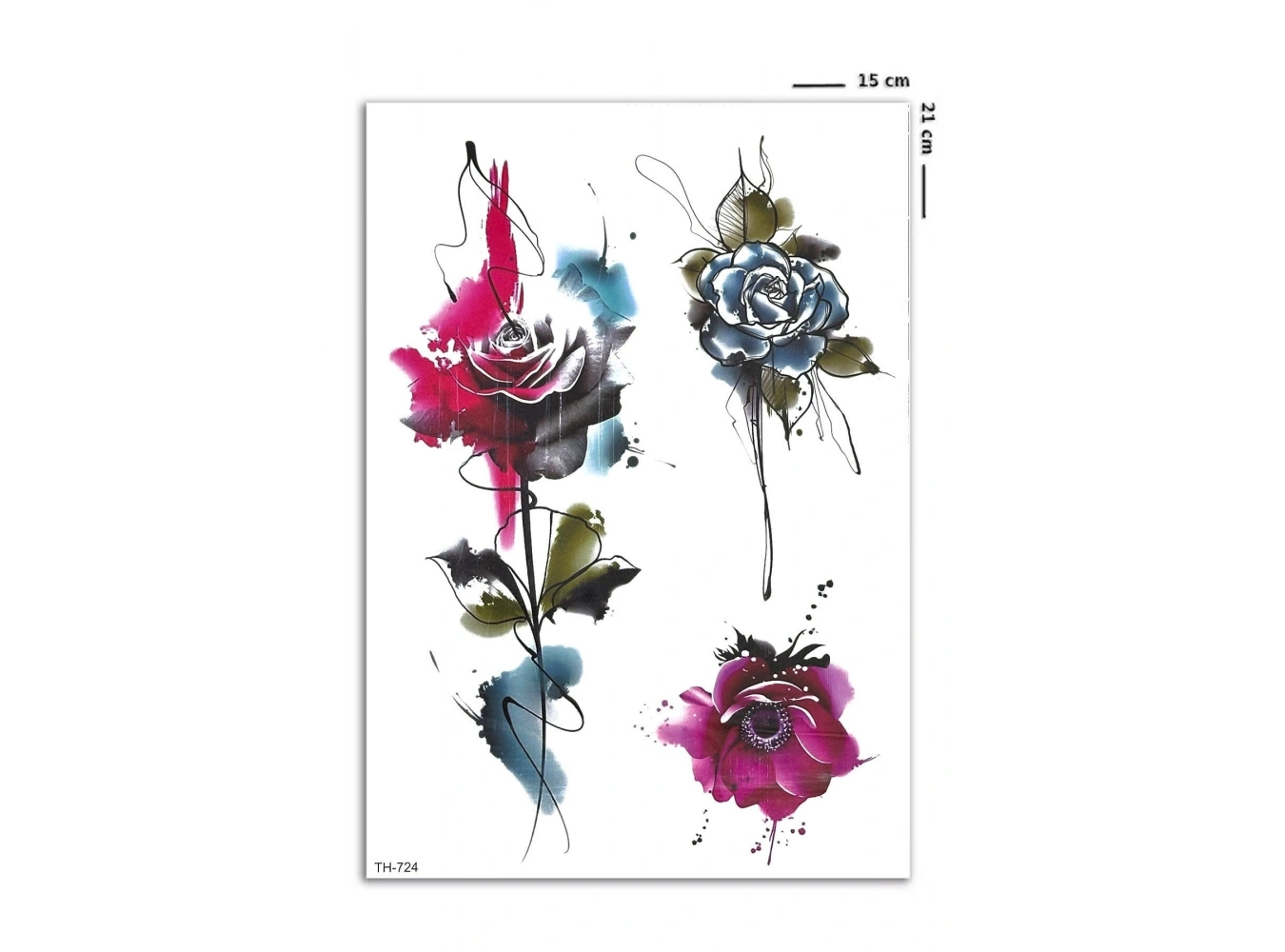 Üçlü Gül Geçici Dövme Tattoo