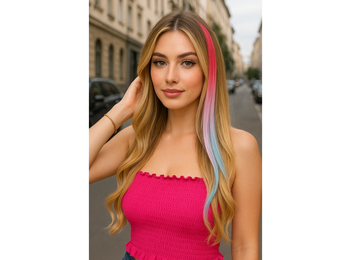 Yan Çıt Çıt Postiş / 3 Renk Ombre / 50 Cm