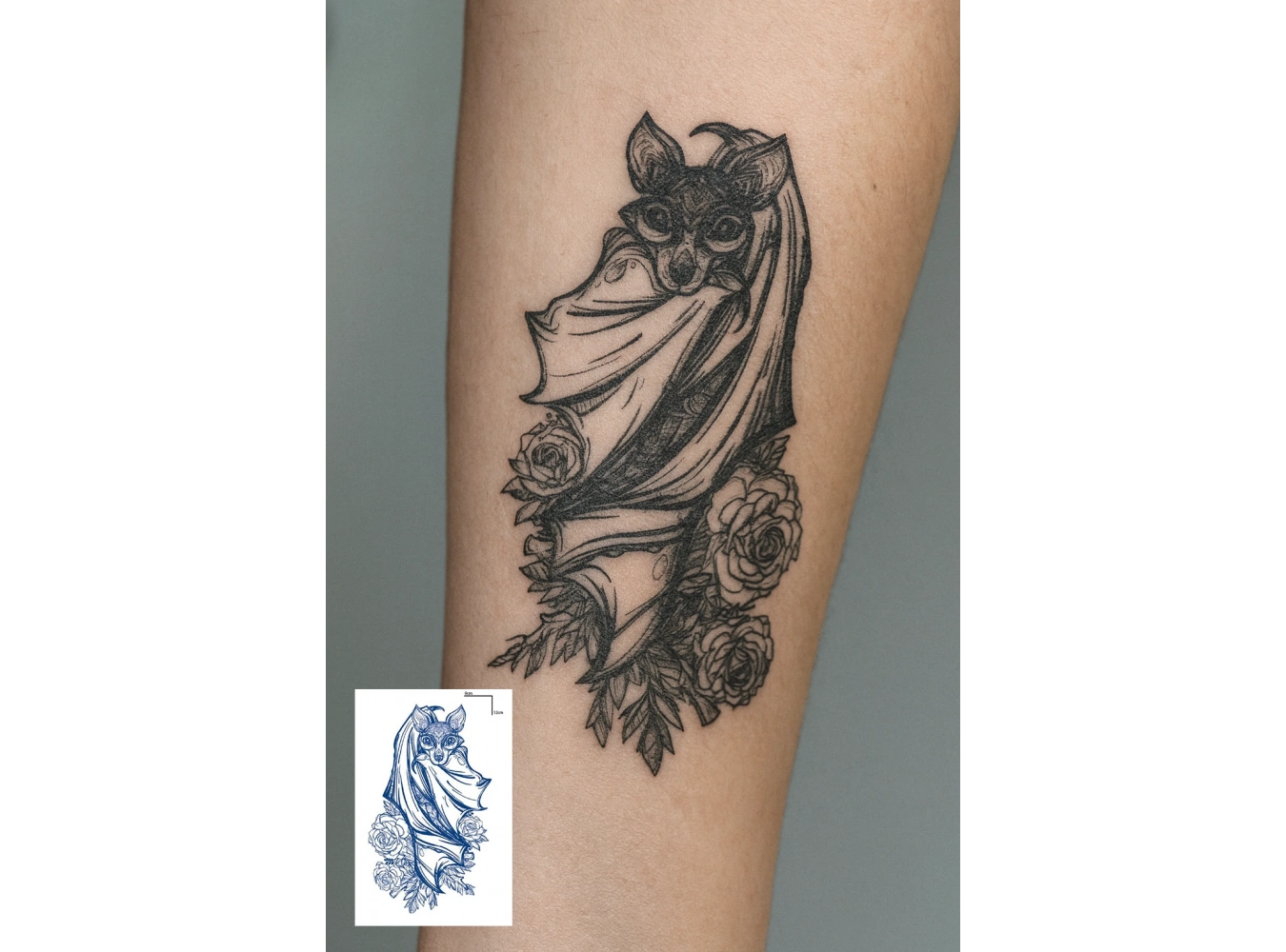 Yarasa Figürlü 12 Saat Sonra Kararan Geçici Dövme Tattoo