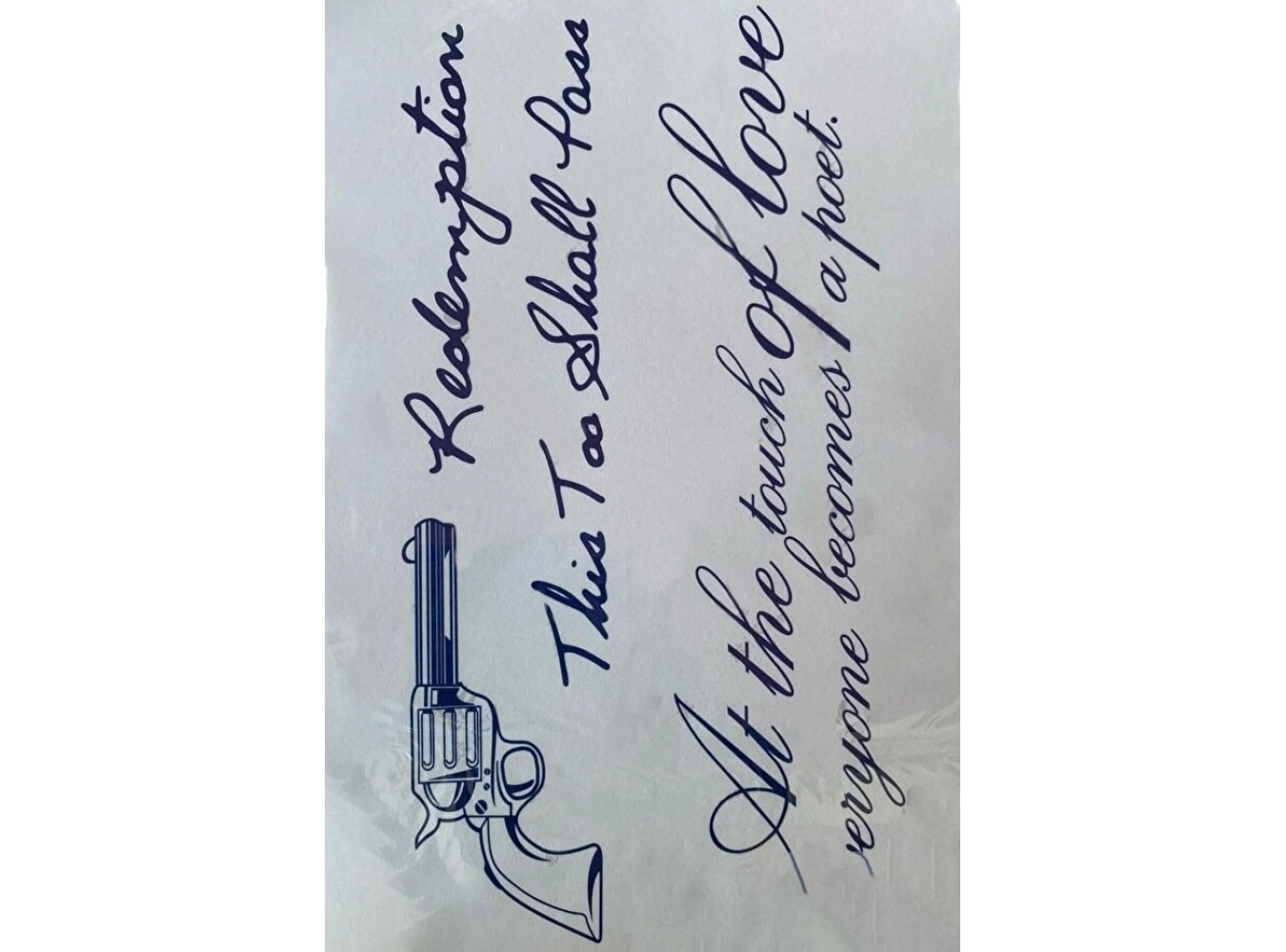 Yazı Ve Silah Figürlü Sonradan Kararan Yarı Kalıcı Geçici Dövme Tattoo