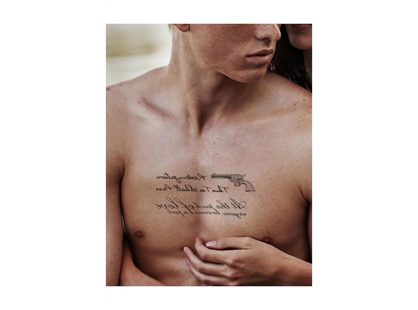 Yazı Ve Silah Figürlü Sonradan Kararan Yarı Kalıcı Geçici Dövme Tattoo