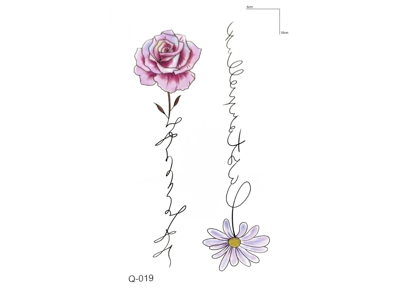 Yazılı Gül Mini Geçici Dövme Tattoo