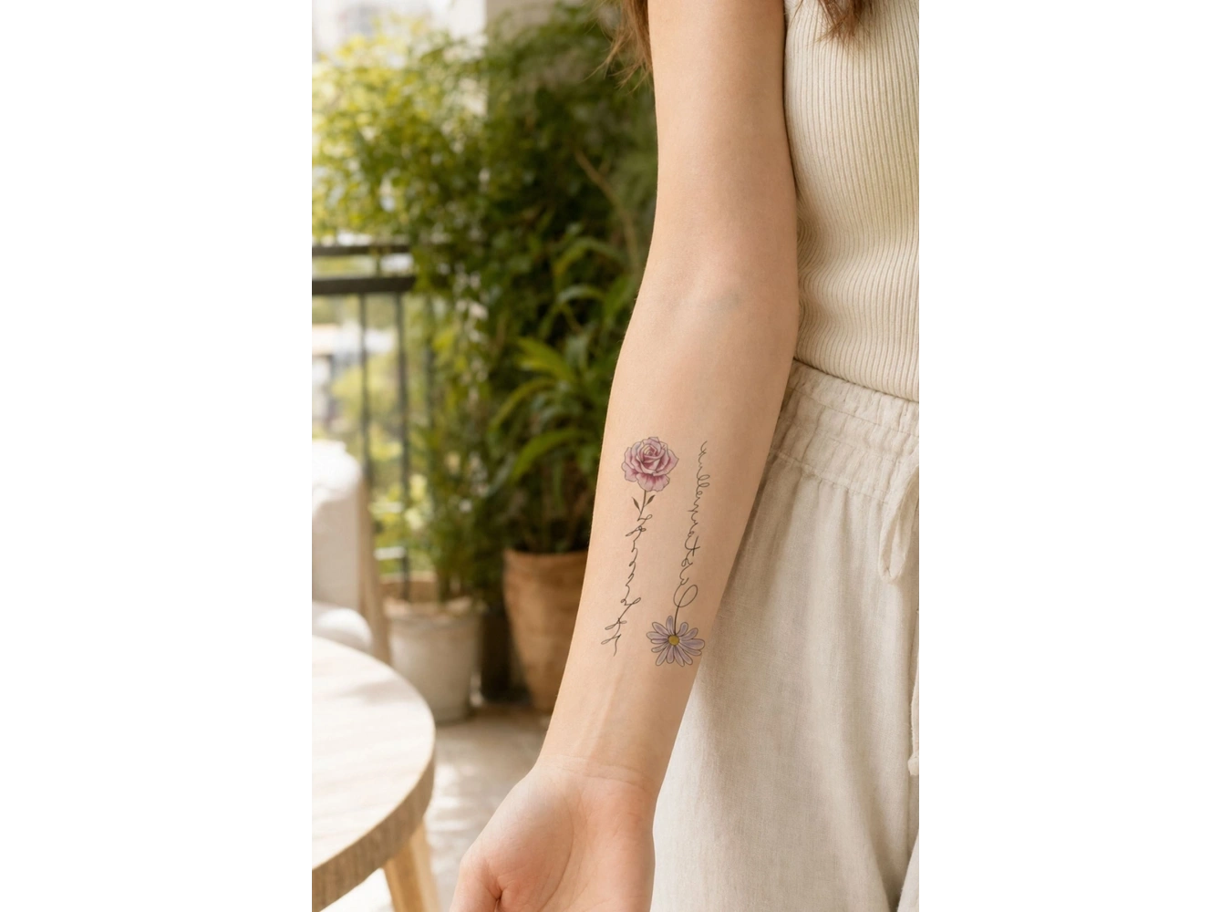 Yazılı Gül Mini Geçici Dövme Tattoo