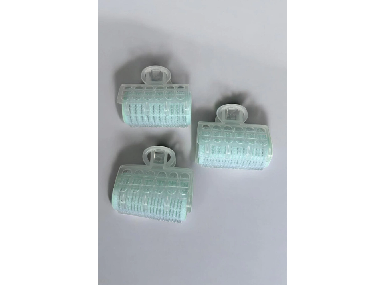 Yeşil Renk 3lü Bigudi Cırtlı Mandal Tokalı/ Yapışkanlı Saç Bigudisi