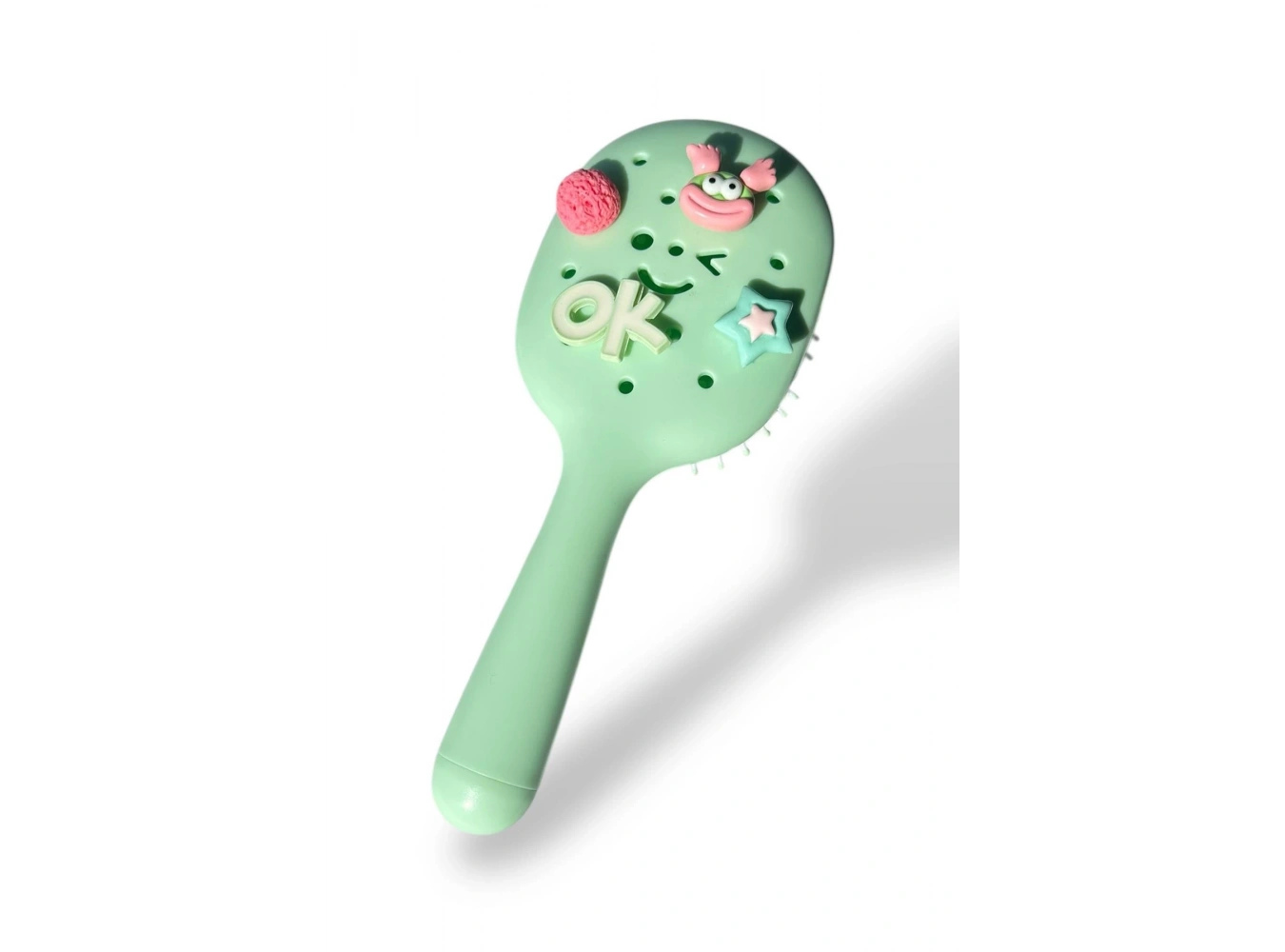 Yeşil Renk Charmlı Saç Tarama Fırçası/ Tarak