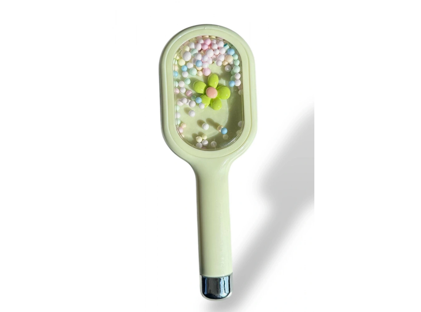 Yeşil Renk Çiçek Detaylı Saç Tarama Fırçası/ Tarak