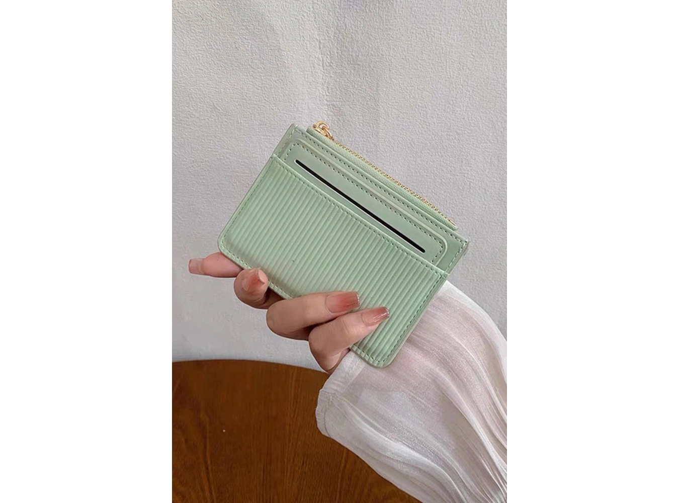 Yeşil Renk Deri Kadın Cüzdan/Kartlık