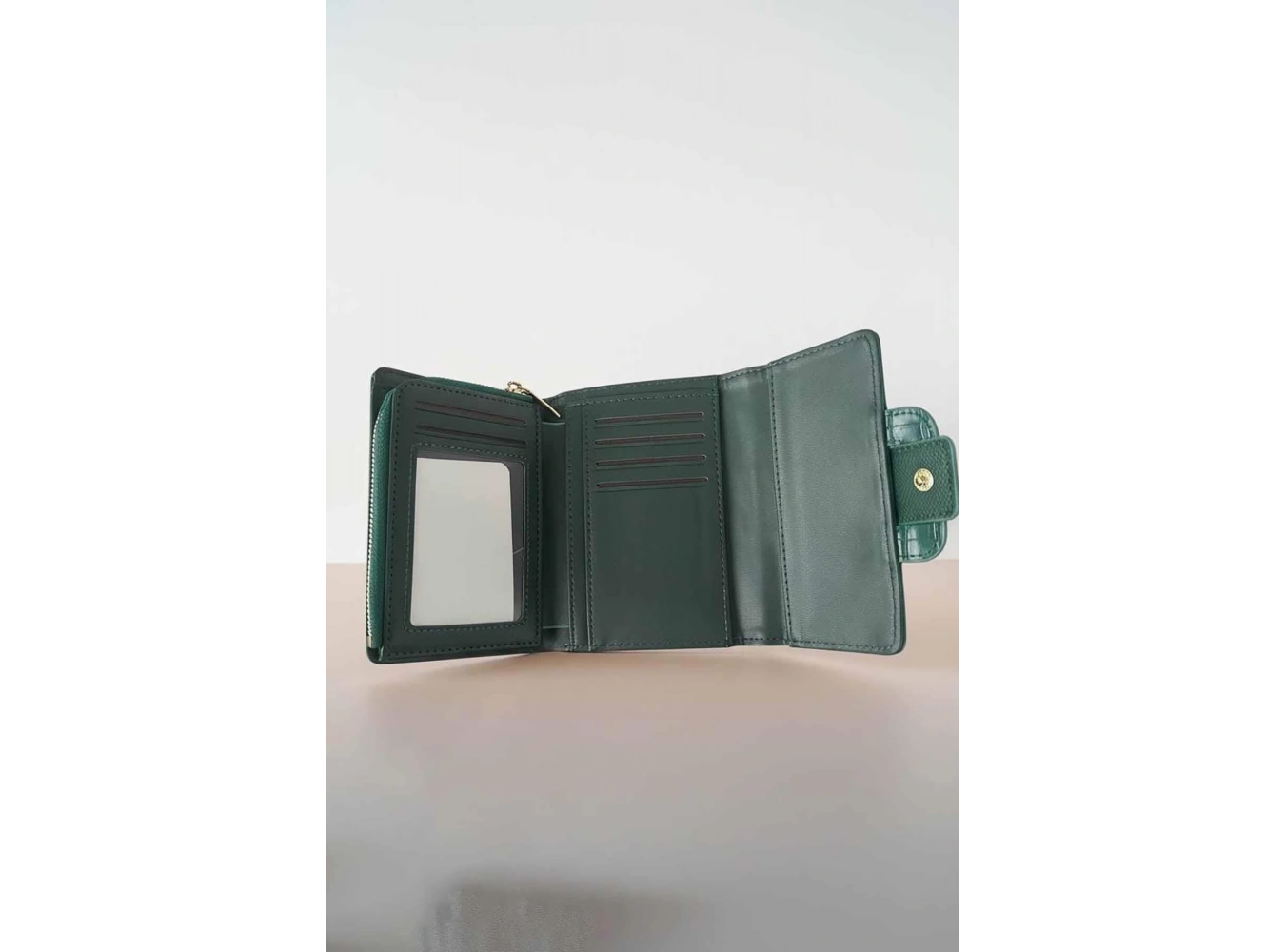 Yeşil Renk Deri Kadın Cüzdan/Kartlık