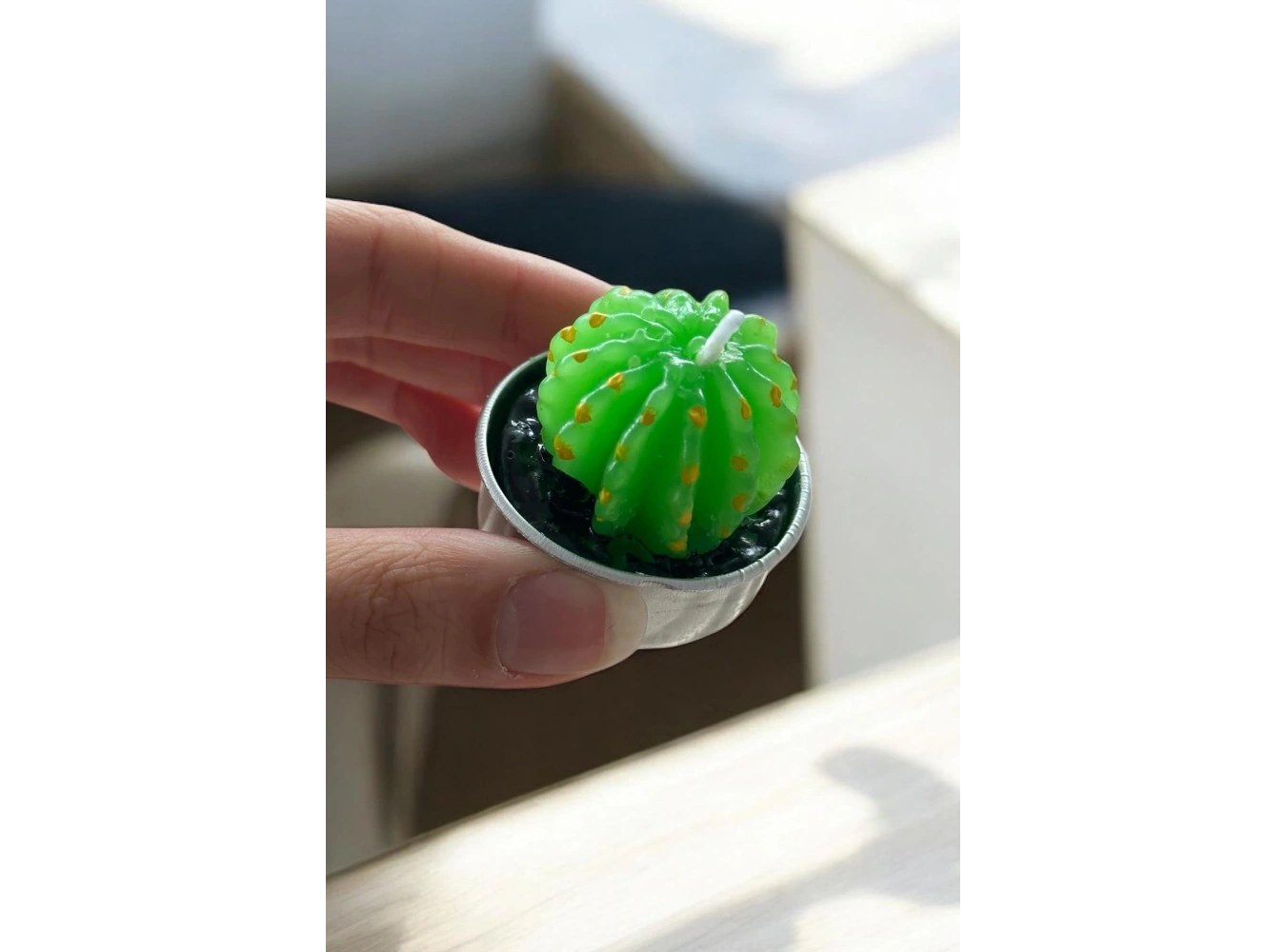 Yeşil Renk Kaktüs Figürlü Mum