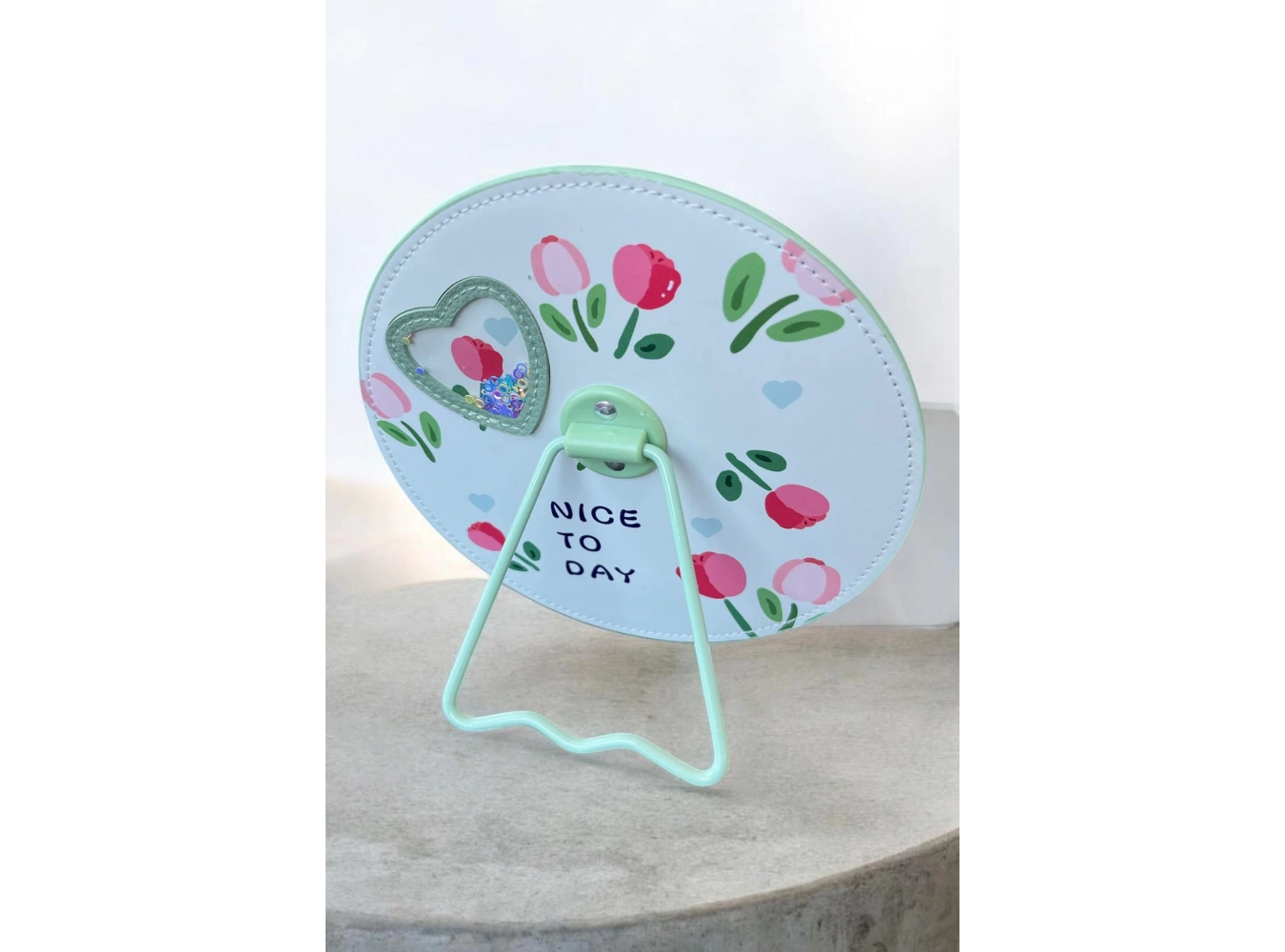 Yeşil Renk Karışık Figürlü Yuvarlak Masa Aynası