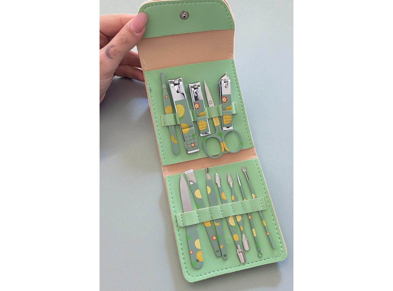 Yeşil Renk Kavun Figürlü 12li Manikür Pedikür Seti