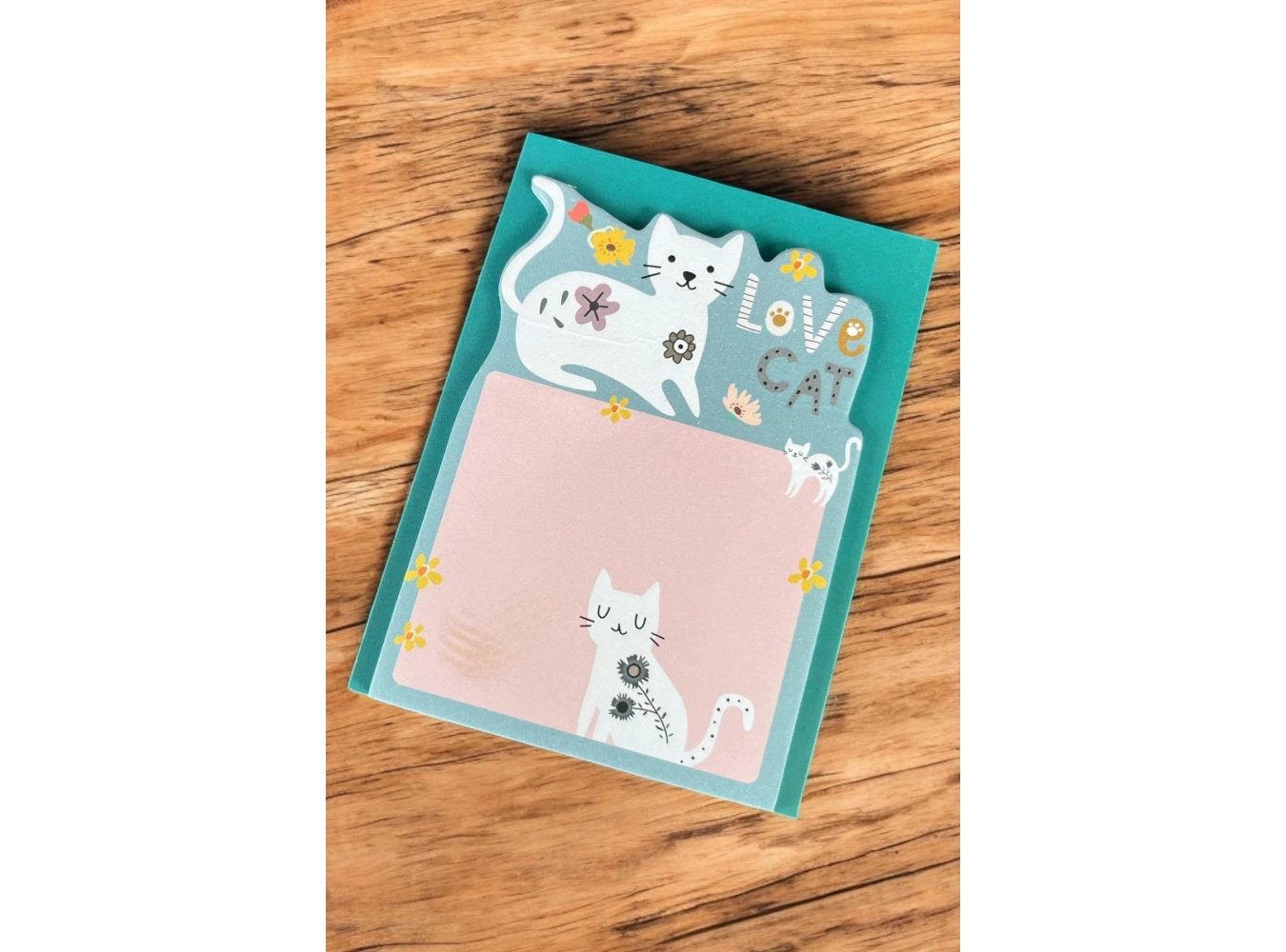 Yeşil Renk Kedi Figürlü Yapışkanlı Not Kağıdı