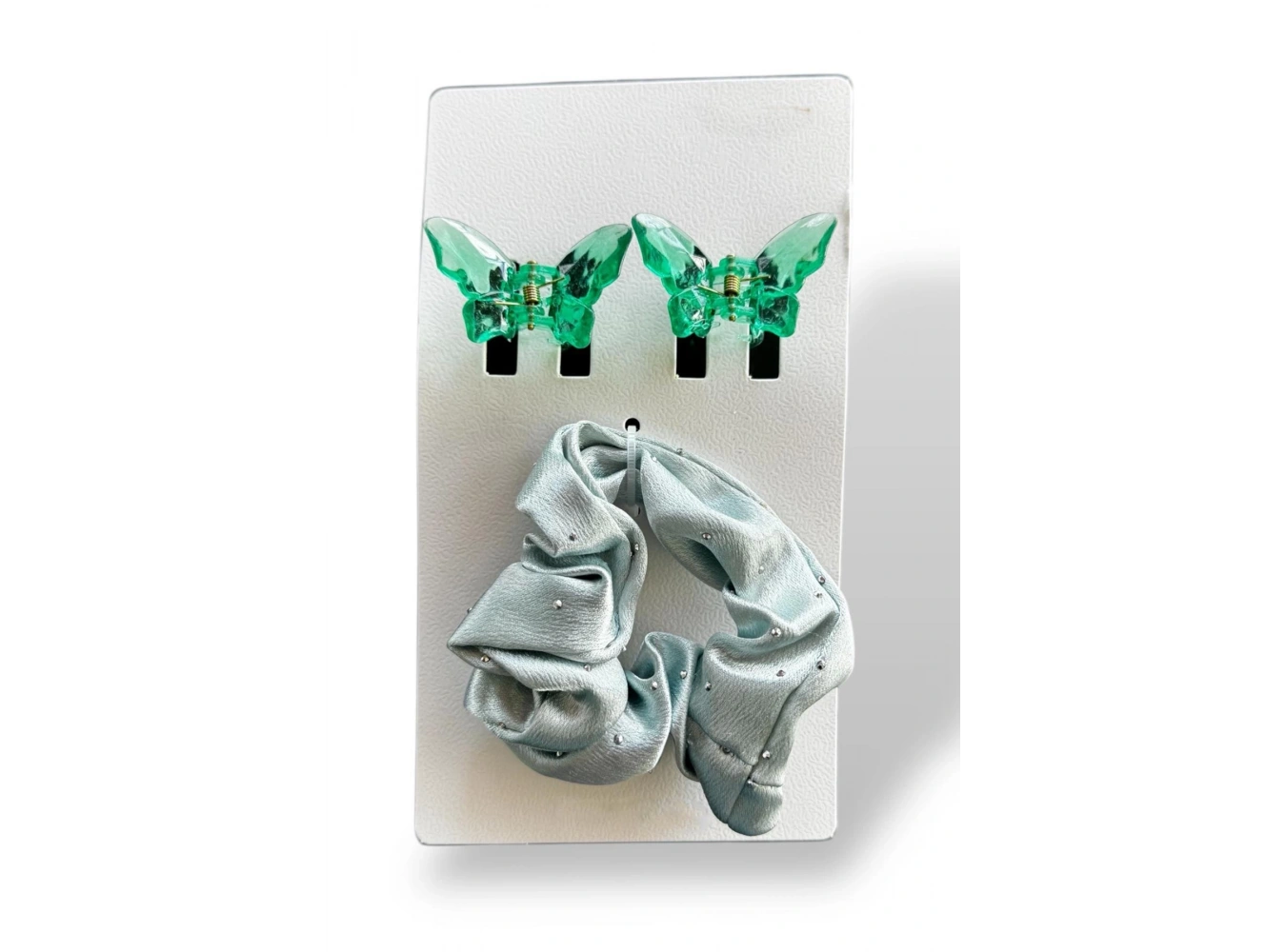 Yeşil Renk Kelebek Figürlü 2li Mandal Toka Ve Simit Toka Set