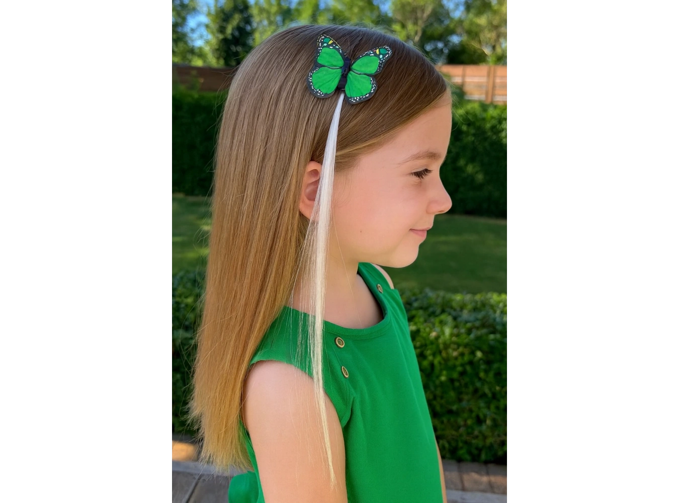 Yeşil Renk Kelebek Figürlü Işıklı Yan Toka