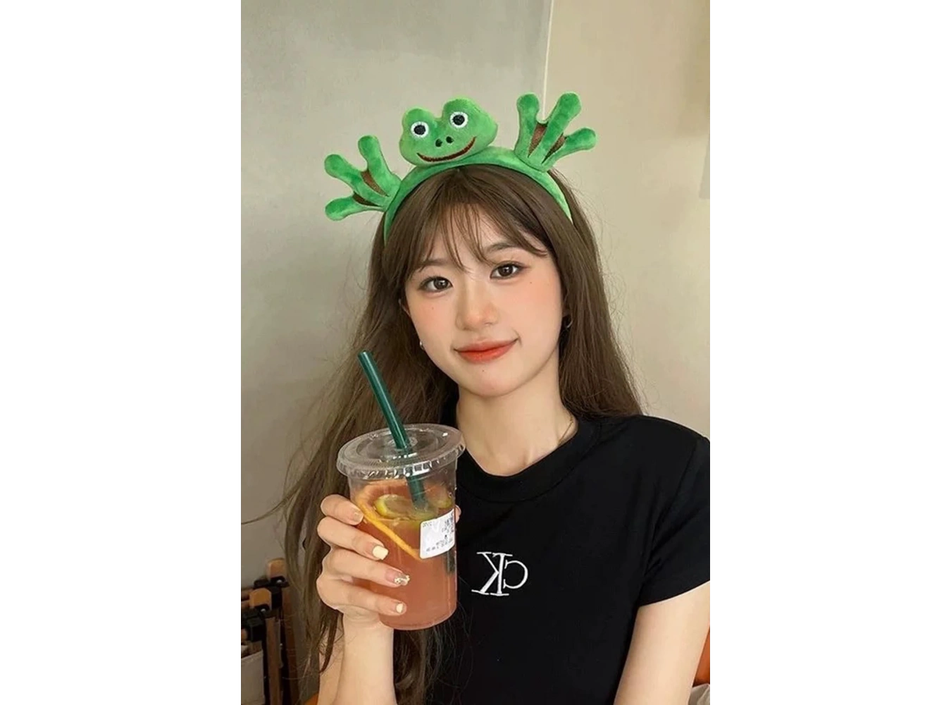 Yeşil Renk Kurbağa Figürlü Peluş Taç