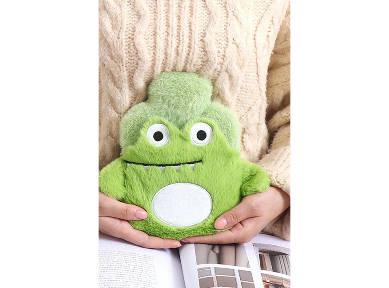 Yeşil Renk Kurbağa Figürlü Sıcak Su Torbası