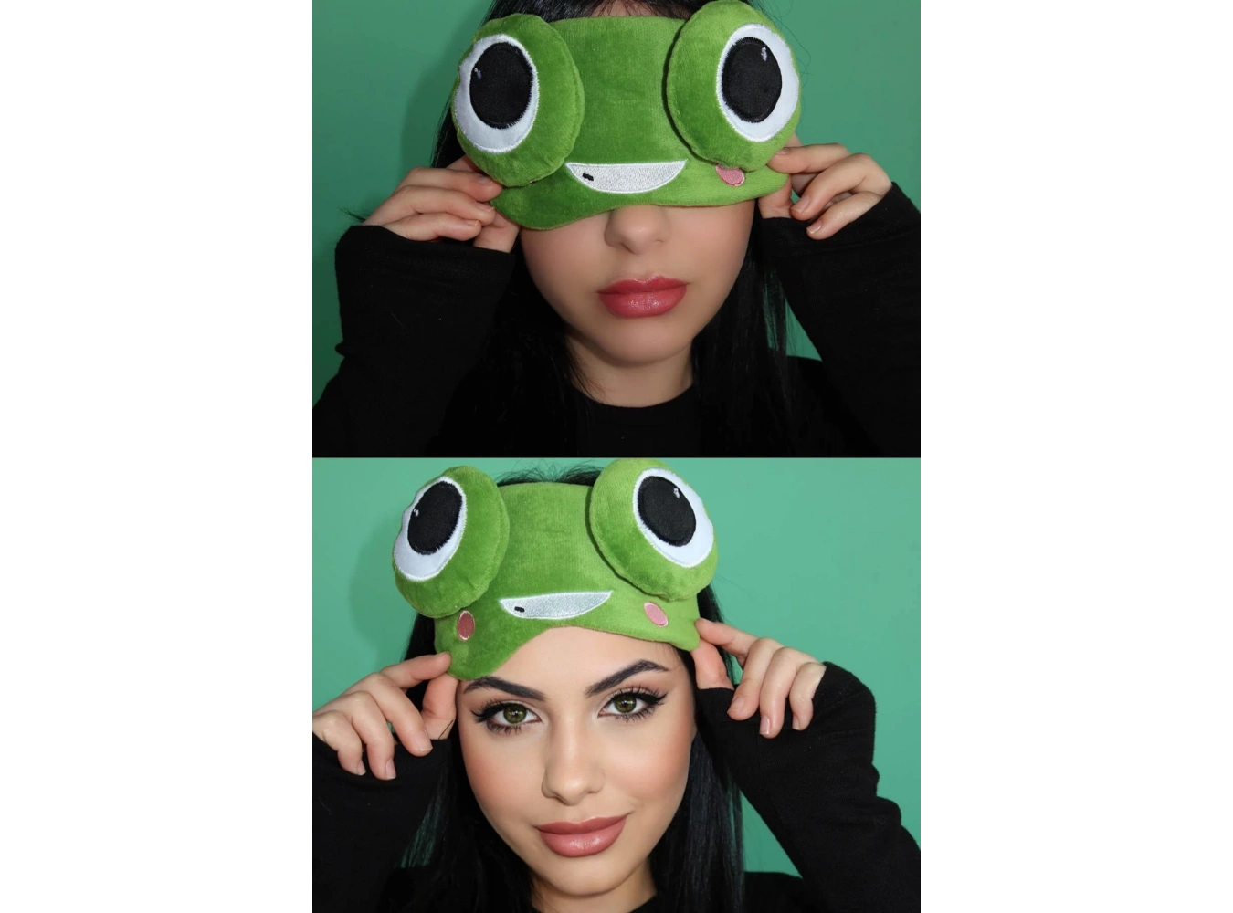 Yeşil Renk Kurbağa Figürlü Uyku Bandı