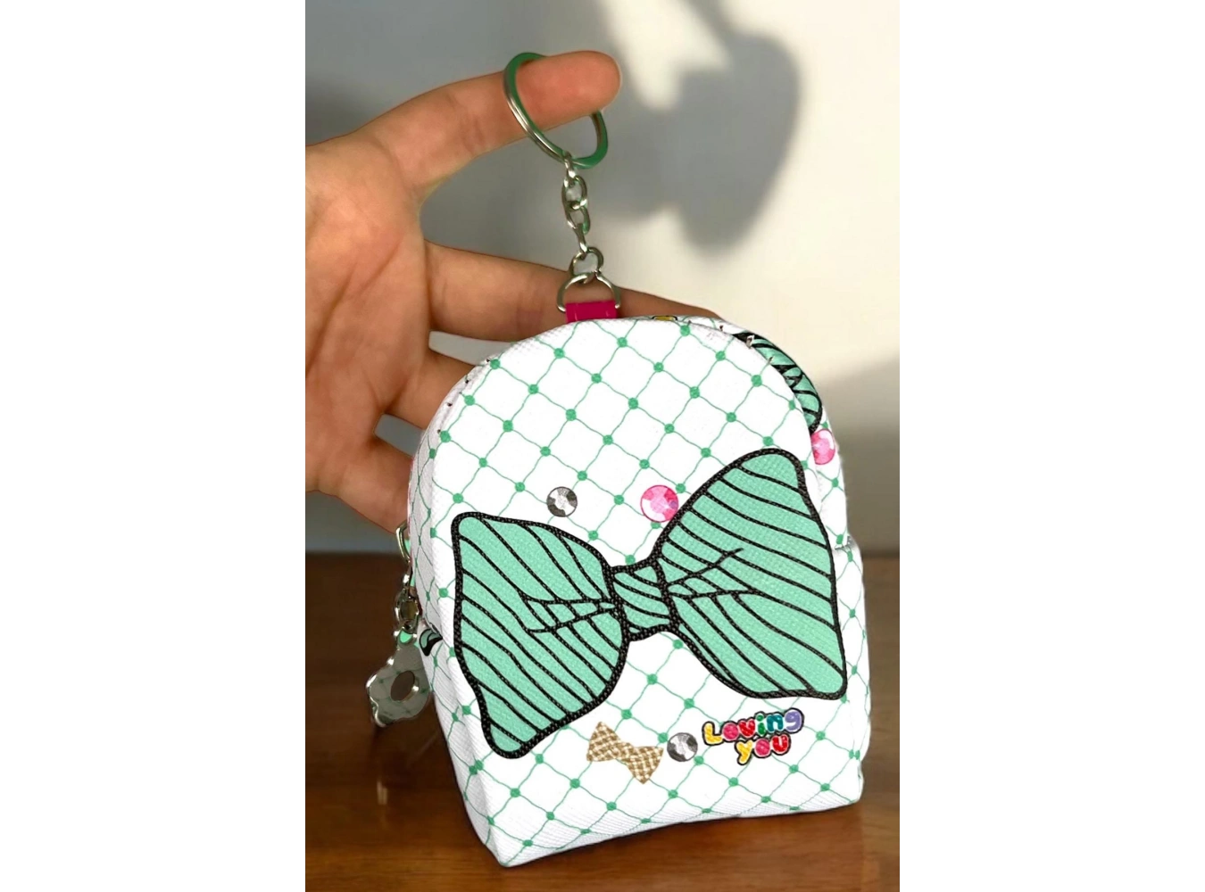 Yeşil Renk Kurdele Figürlü Anahtarlık /Cüzdan