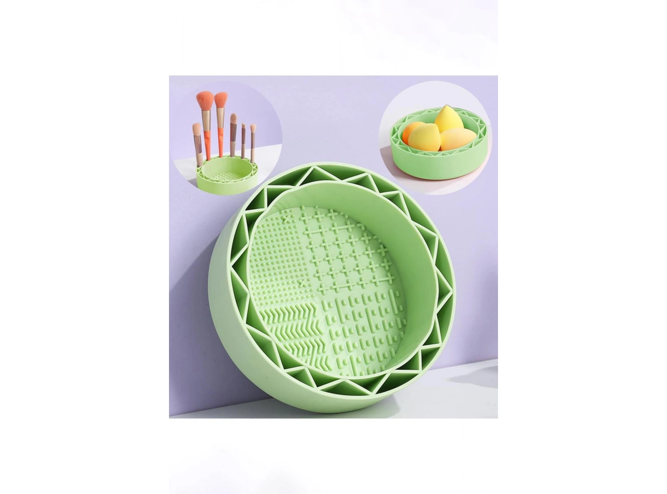 Yeşil Renk Makyaj Fırça Temizleme Matı